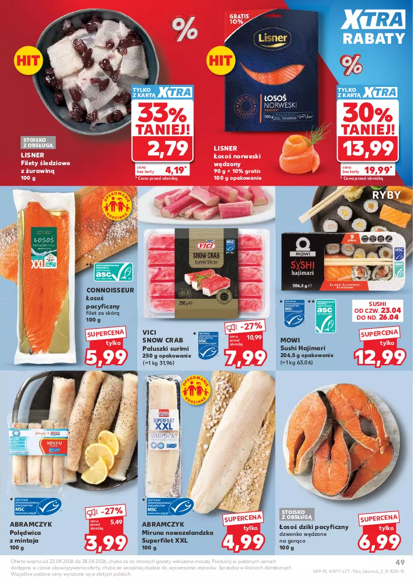 Gazetka promocyjna Ziko - Gazetka Ziko Dermo - ważna 22.04 do 27.05.2026 - strona 49 - produkty: Gra, Lisner, Mintaj, Miruna, Polędwica, Surimi, Sushi