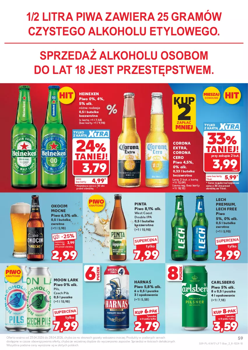 Gazetka promocyjna Ziko - Gazetka Ziko Dermo - ważna 22.04 do 27.05.2026 - strona 59 - produkty: Carlsberg, Corona Extra, Gra, Harnaś, Heineken, Koc, Lech Premium, Okocim, Piwa, Piwo