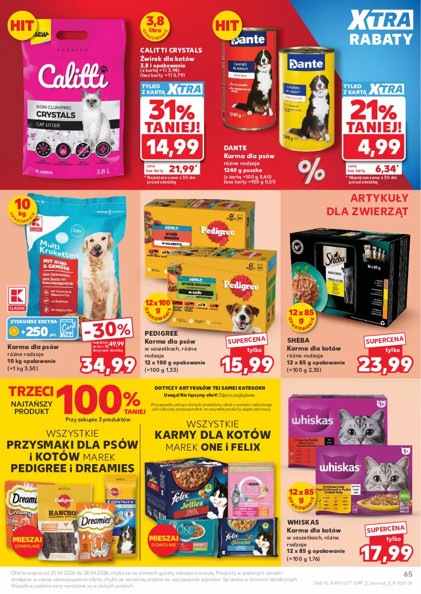 Gazetka promocyjna Ziko - Gazetka Ziko Dermo - ważna 22.04 do 27.05.2026 - strona 65 - produkty: Felix, Pedigree, Por, Przysmaki, Sheba, Waga, Whiskas