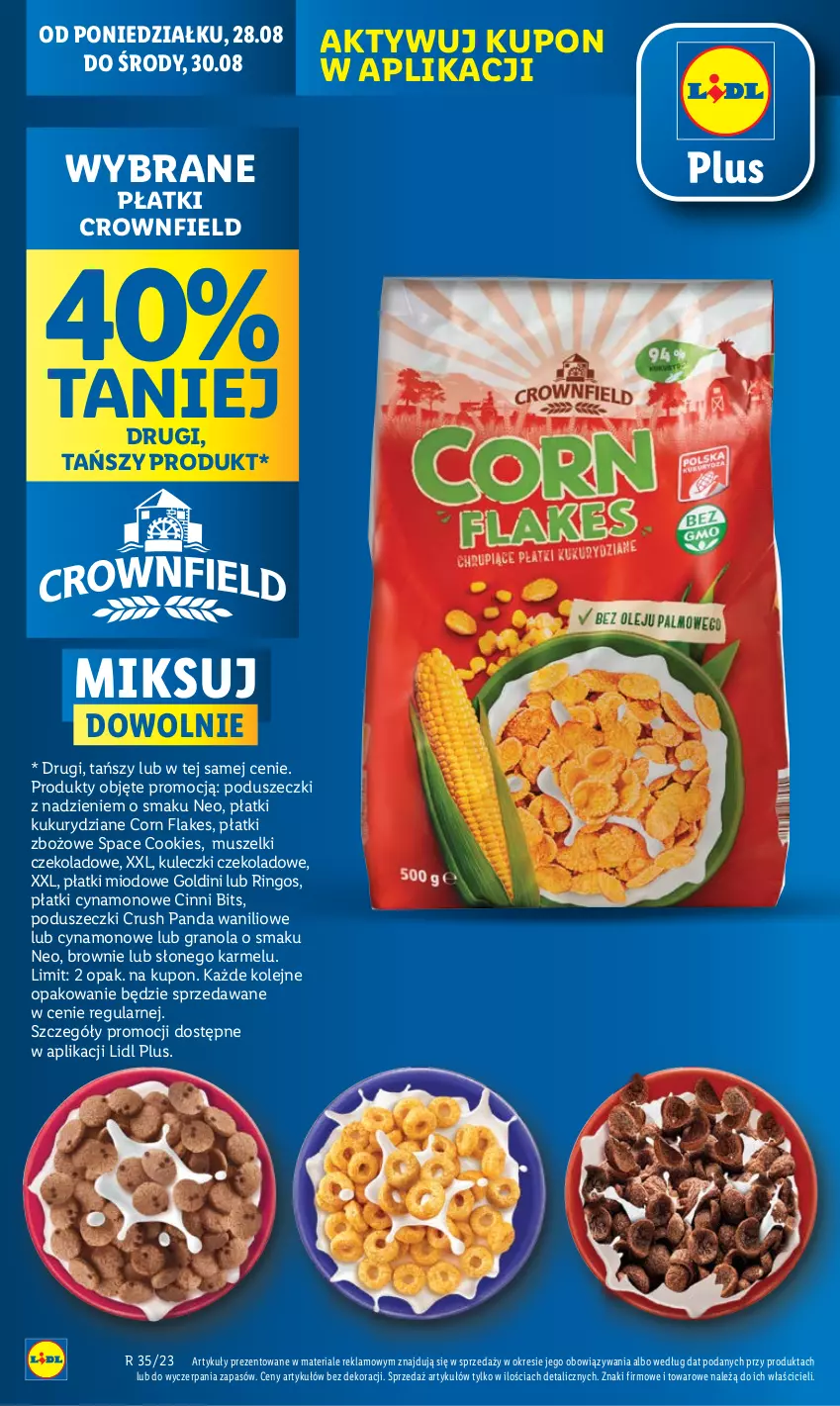 Gazetka promocyjna Lidl - GAZETKA - ważna 28.08 do 02.09.2023 - strona 18 - produkty: Brownie, Corn flakes, Gra, Granola, Mus, Olej, Panda