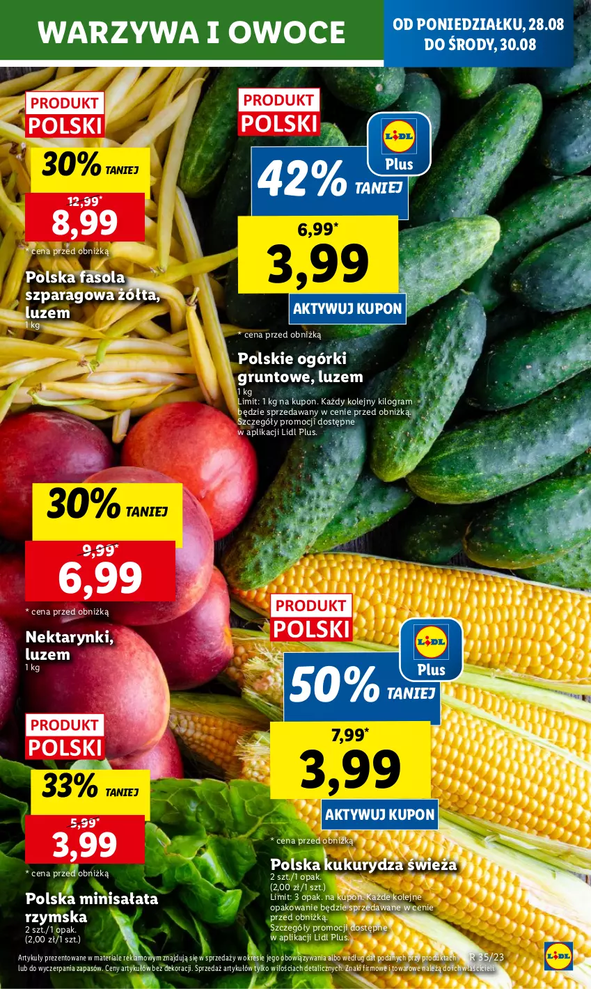 Gazetka promocyjna Lidl - GAZETKA - ważna 28.08 do 02.09.2023 - strona 25 - produkty: Fa, Fasola, Fasola szparagowa, Gra, Grunt, Kukurydza, Nektar, Olej, Owoce, Sałat, Warzywa, Warzywa i owoce