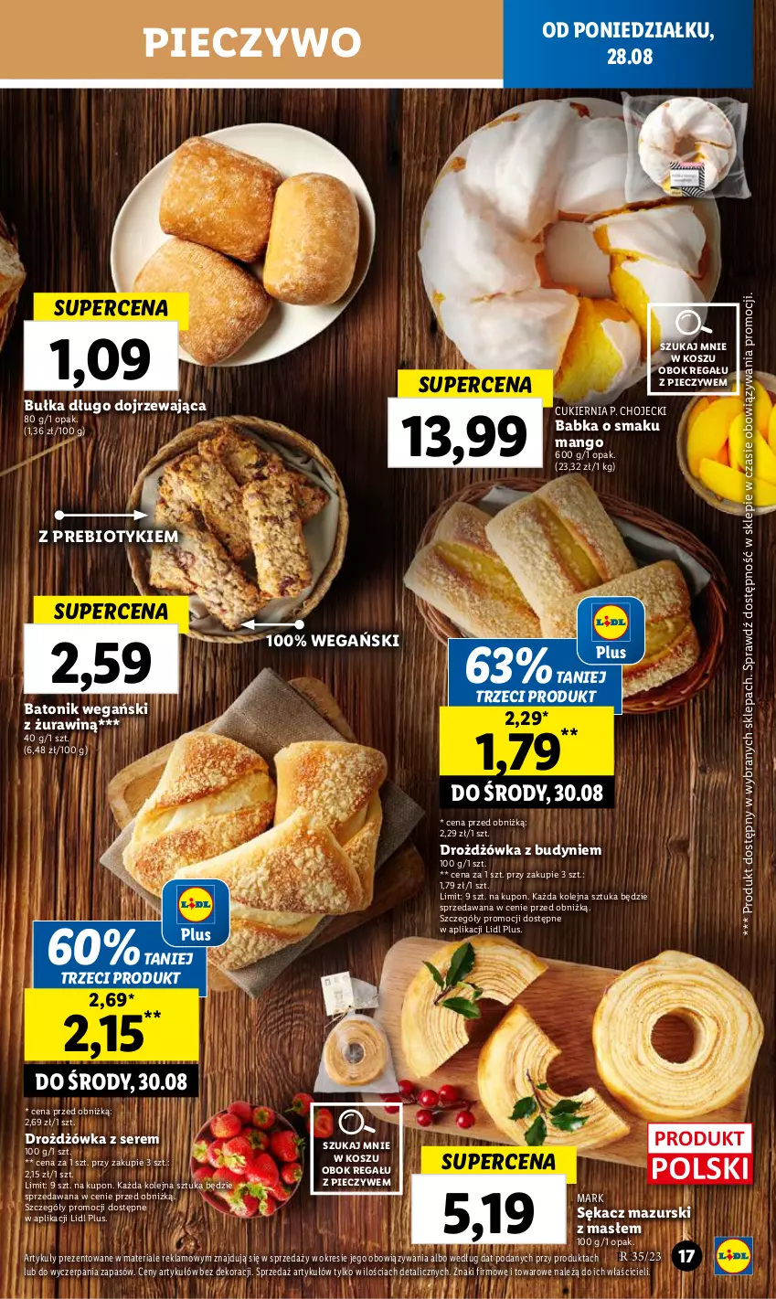 Gazetka promocyjna Lidl - GAZETKA - ważna 28.08 do 02.09.2023 - strona 31 - produkty: Babka, Baton, Bułka, Cukier, Kosz, Mango, Olej, Piec, Pieczywo, Regał, Sękacz, Ser, Tonik