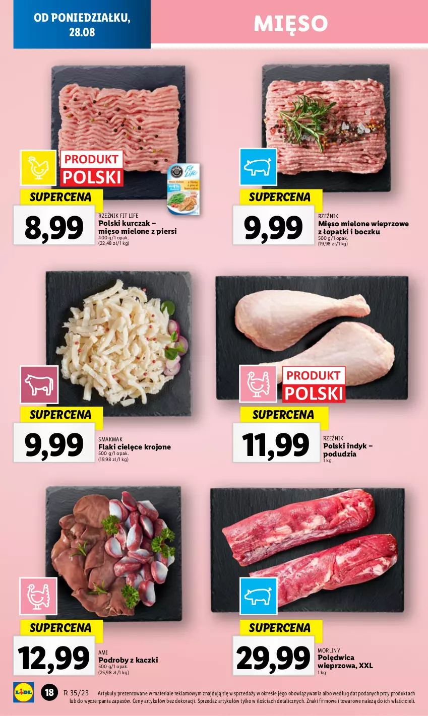 Gazetka promocyjna Lidl - GAZETKA - ważna 28.08 do 02.09.2023 - strona 32 - produkty: Flaki, Kurczak, Mięso, Mięso mielone, Morliny, Podroby z kaczki, Polędwica