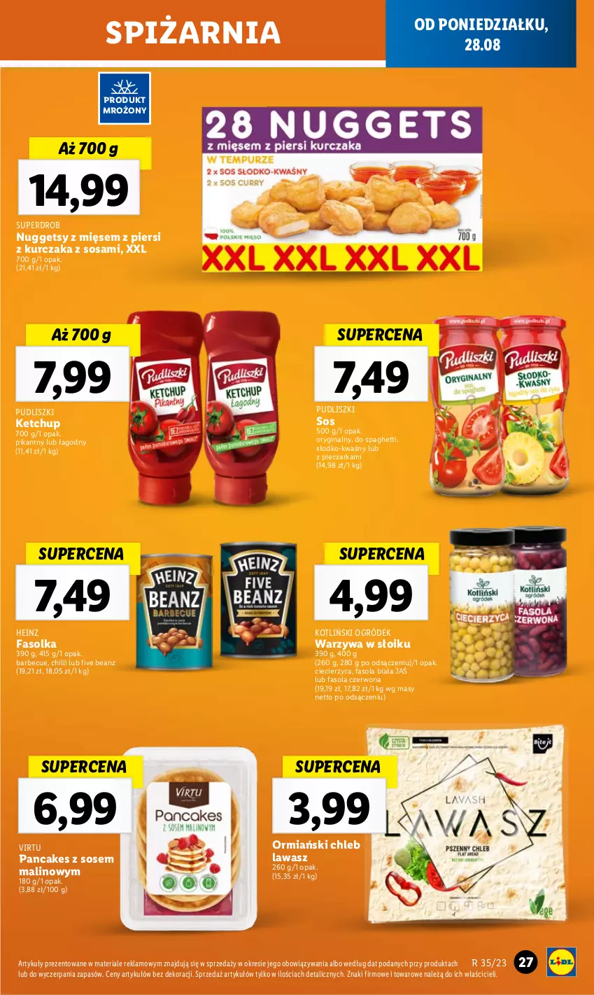 Gazetka promocyjna Lidl - GAZETKA - ważna 28.08 do 02.09.2023 - strona 41 - produkty: Chleb, Fa, Fasola, Gin, Heinz, Ketchup, Kurczak, Ogród, Ormiański chleb, Piec, Pieczarka, Pudliszki, Sos, Spaghetti, Virtu, Warzywa