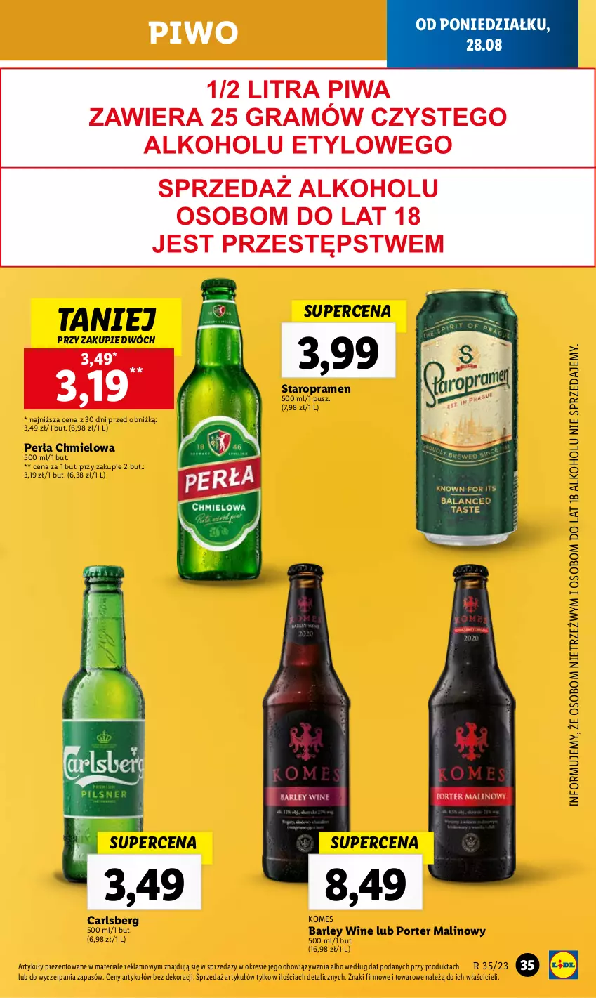 Gazetka promocyjna Lidl - GAZETKA - ważna 28.08 do 02.09.2023 - strona 49 - produkty: Carlsberg, Perła, Piwo, Por