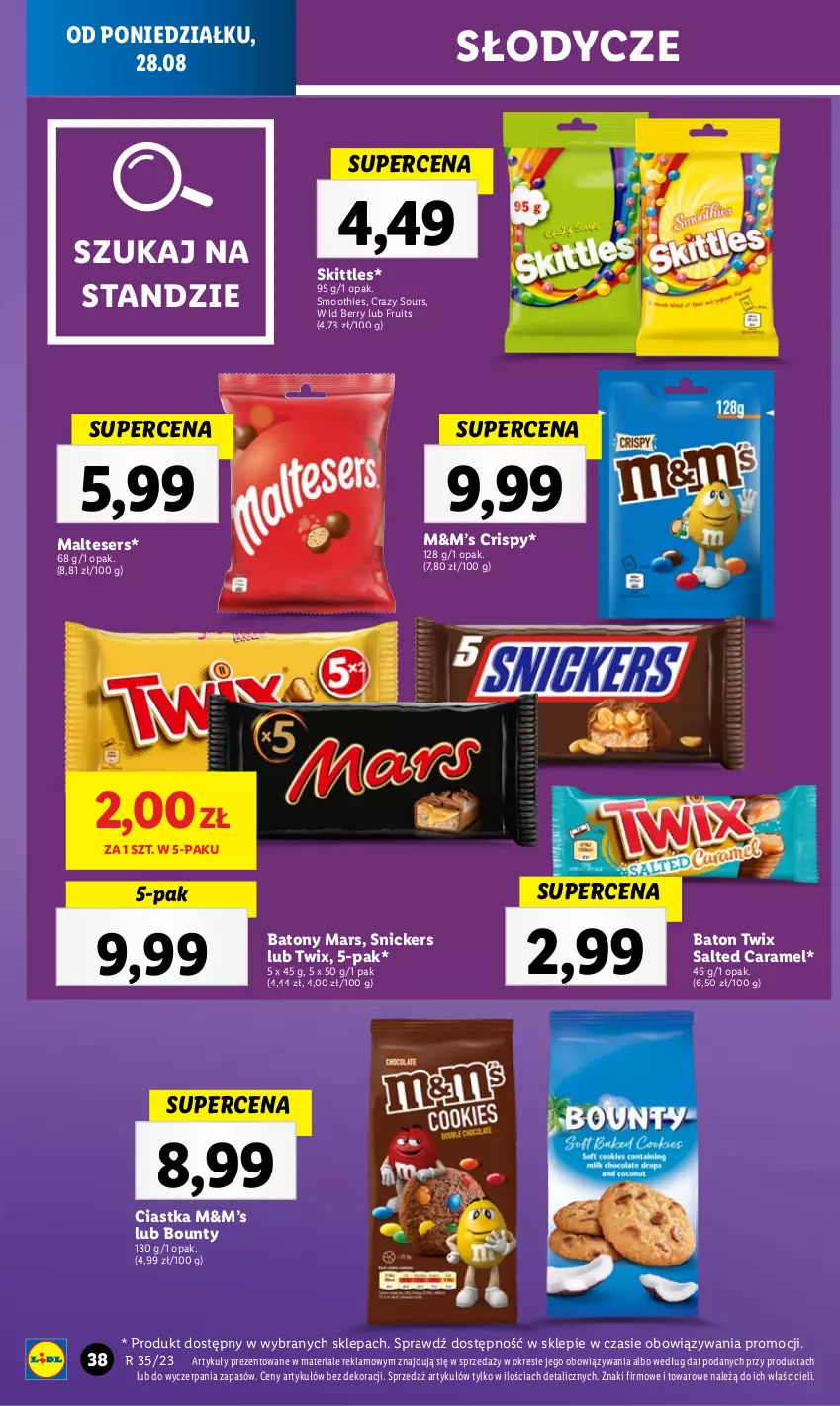 Gazetka promocyjna Lidl - GAZETKA - ważna 28.08 do 02.09.2023 - strona 52 - produkty: Baton, Bounty, Ciastka, Mars, Ser, Smoothie, Snickers, Twix