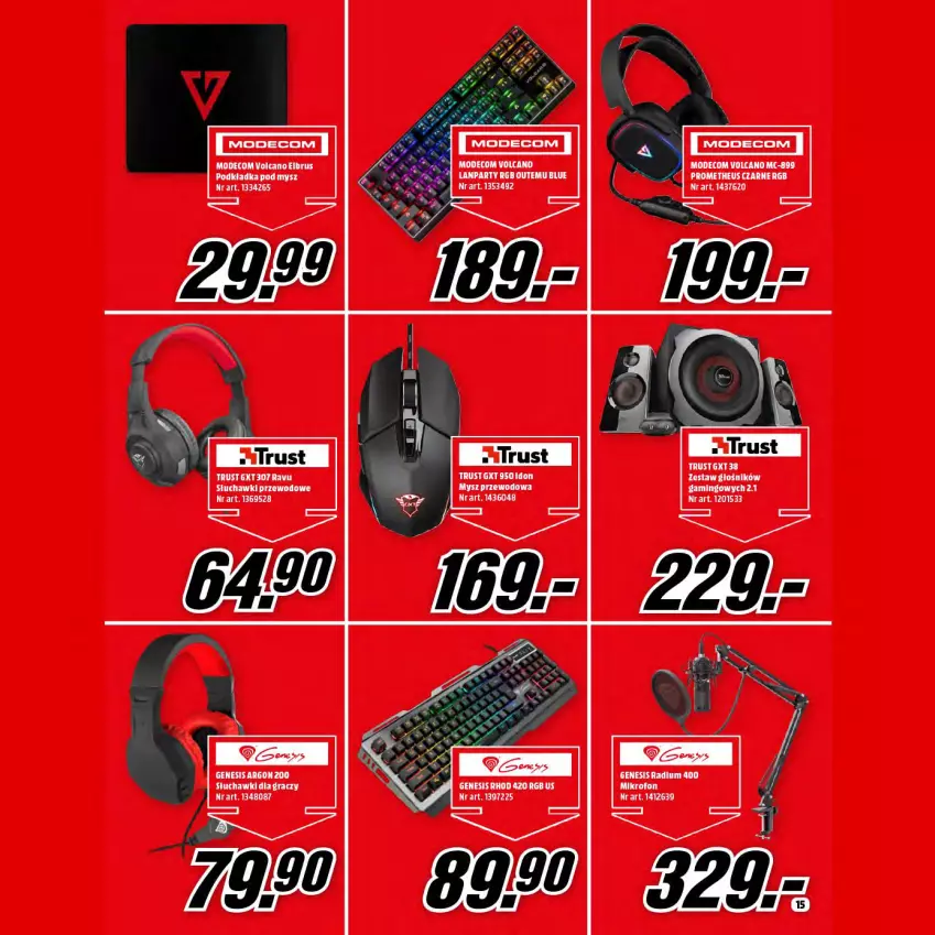 Gazetka promocyjna Media Markt - Gazetka Media Markt - ważna 01.12 do 31.12.2021 - strona 15 - produkty: Fa, Głośnik, Gra, Mikrofon, Mysz, Podkład, Podkładka, Podkładka pod mysz, Rust, Słuchawki