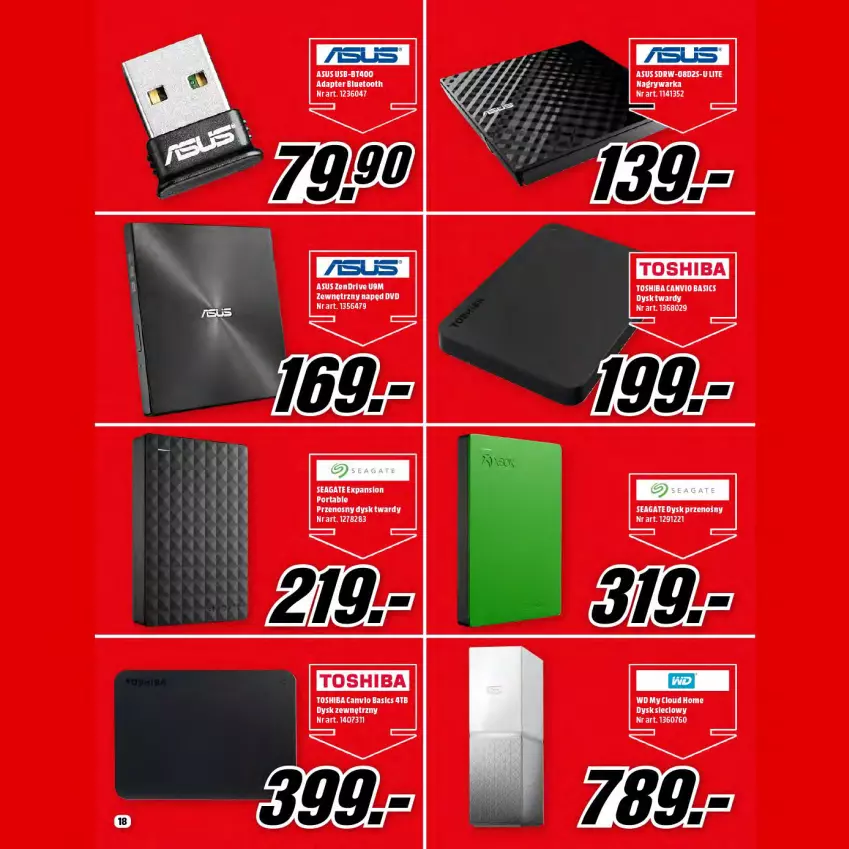 Gazetka promocyjna Media Markt - Gazetka Media Markt - ważna 01.12 do 31.12.2021 - strona 18 - produkty: Asus, Cars, Dysk przenośny, Gry, Por, Taca, Toshiba, Warka