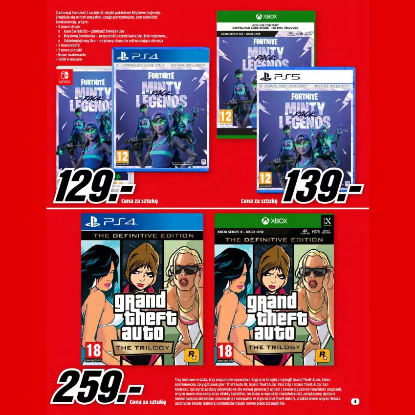 Gazetka promocyjna Media Markt - Gazetka Media Markt - ważna 01.12 do 31.12.2021 - strona 3 - produkty: Gra, Grand Theft Auto V, Grand Theft Auto: San Andreas, Koc, Plecak, Rum, Ser, Sok, Xbox