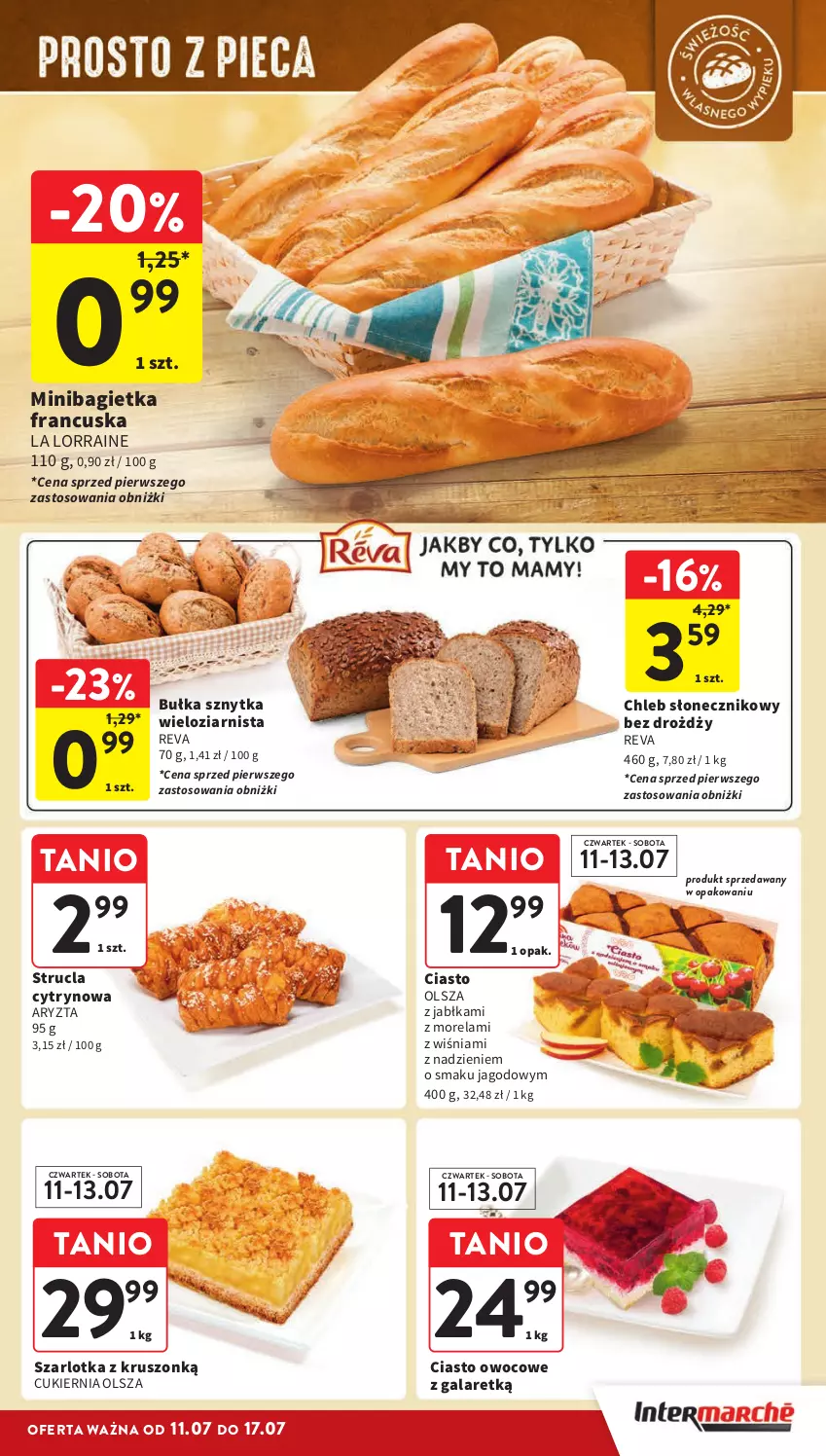 Gazetka promocyjna Intermarche - Gazetka Intermarche - ważna 11.07 do 17.07.2024 - strona 11 - produkty: Bagietka, Bułka, Chleb, Cukier, Gala, Jabłka, Morela, Strucla, Szarlotka