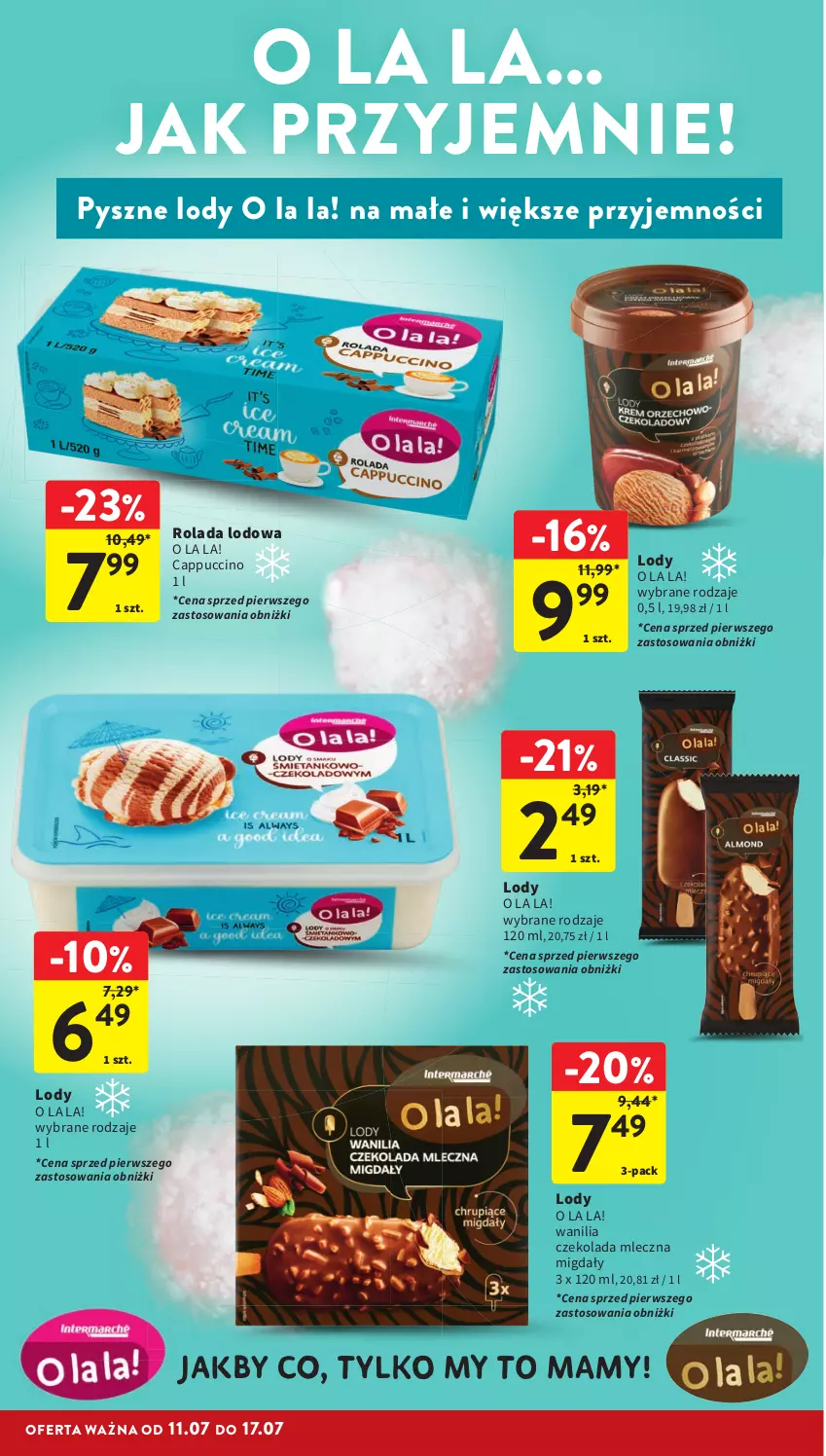 Gazetka promocyjna Intermarche - Gazetka Intermarche - ważna 11.07 do 17.07.2024 - strona 20 - produkty: Cappuccino, Czekolada, Czekolada mleczna, Lody, Migdały, Rolada