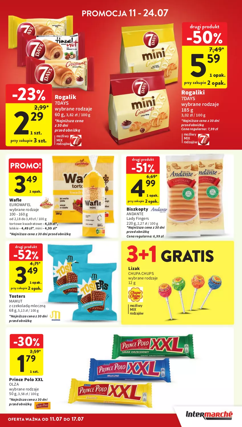 Gazetka promocyjna Intermarche - Gazetka Intermarche - ważna 11.07 do 17.07.2024 - strona 23 - produkty: Biszkopty, Chupa Chups, Gra, Prince Polo, Rogal, Toster, Wafle