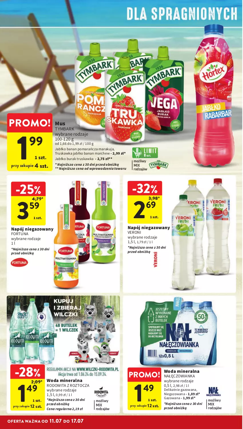 Gazetka promocyjna Intermarche - Gazetka Intermarche - ważna 11.07 do 17.07.2024 - strona 32 - produkty: Fortuna, Mus, Nałęczowianka, Napój, Napój niegazowany, Tymbark, Woda, Woda mineralna