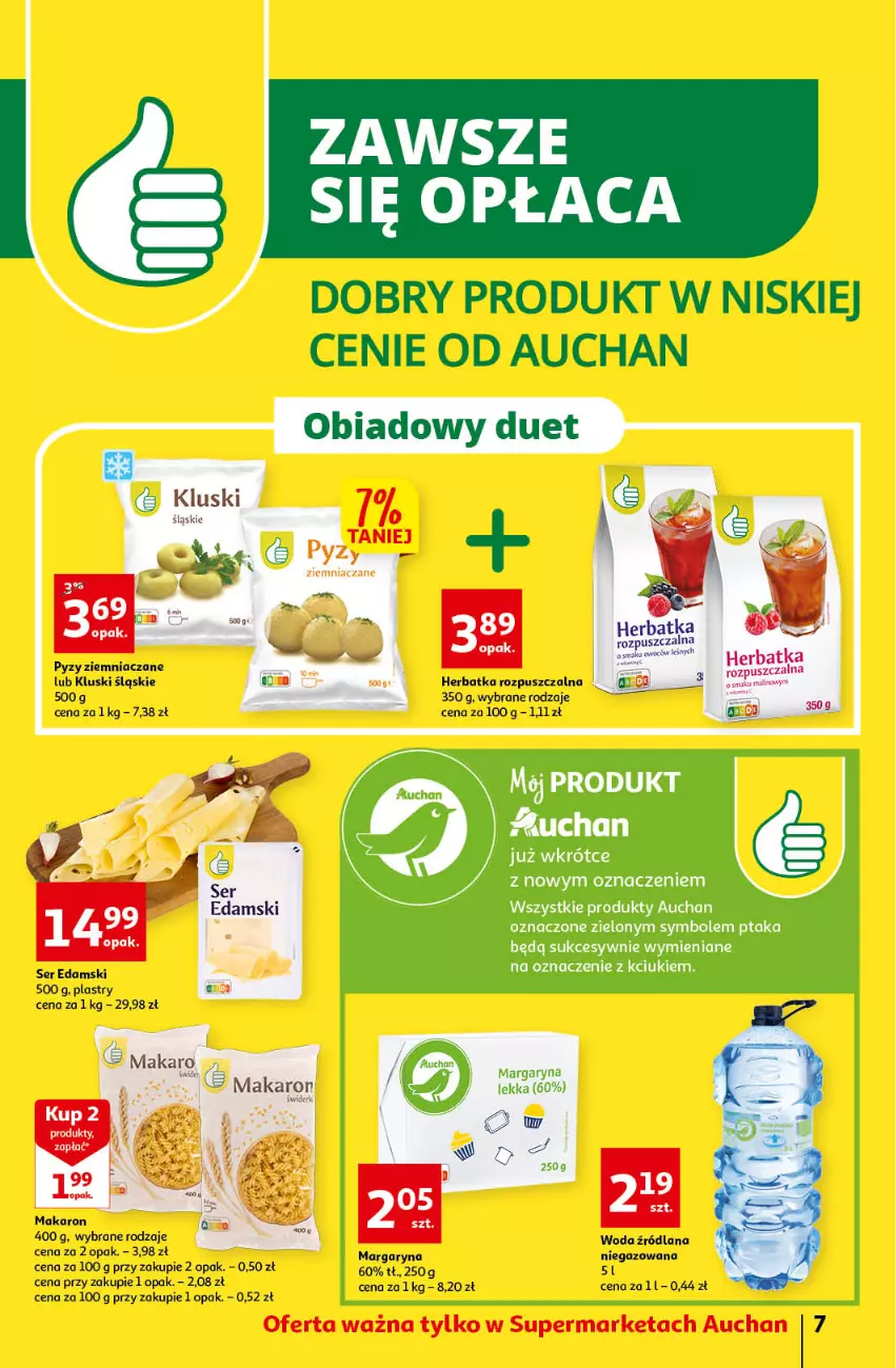 Gazetka promocyjna Auchan - Gazetka Koszyk Oszczędności Auchan Supermarkety - ważna 06.10 do 12.10.2022 - strona 7 - produkty: Edam, LANA, Makaron, Margaryna, Ser, Woda