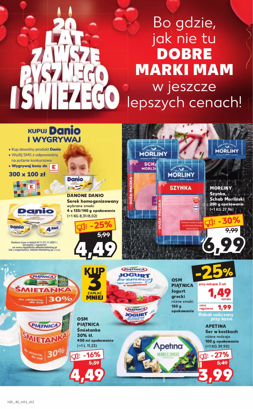 Gazetka promocyjna Kaufland - Oferta specjalna - ważna 10.11 do 24.11.2021 - strona 2 - produkty: Danio, Danone, Jogurt, Morliny, Piątnica, Ser, Serek, Serek homogenizowany, Szynka