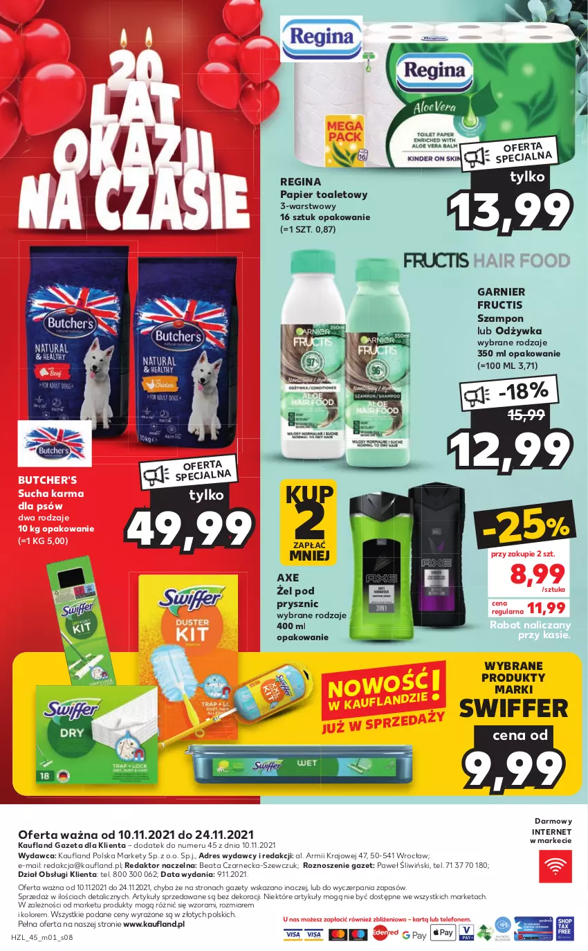 Gazetka promocyjna Kaufland - Oferta specjalna - ważna 10.11 do 24.11.2021 - strona 8 - produkty: Butcher's, Dres, Fructis, Garnier, Gin, Odżywka, Papier, Papier toaletowy, Sucha karma, Szampon