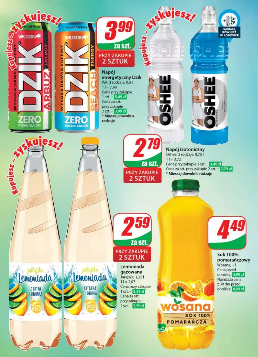 Gazetka promocyjna Dino - Gazetka 26 / 2024 - ważna 26.06 do 02.07.2024 - strona 2 - produkty: Lemoniada, Napój, Napój izotoniczny, Oshee, Sok, Wosana