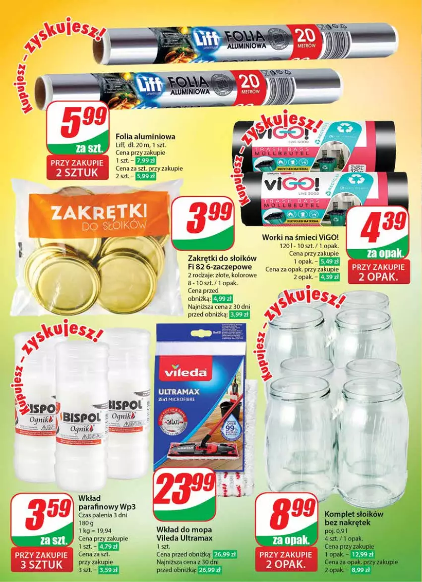 Gazetka promocyjna Dino - Gazetka 26 / 2024 - ważna 26.06 do 02.07.2024 - strona 52 - produkty: Folia aluminiowa, Mop, Rama, Vileda, Wkład do mopa, Worki na śmiec, Worki na śmieci