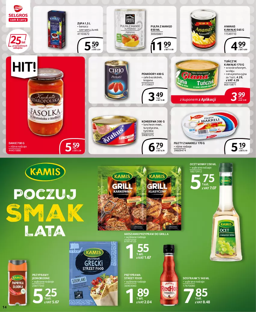 Gazetka promocyjna Selgros - Extra Oferta - ważna 30.06 do 13.07.2022 - strona 14 - produkty: Ananas, Grill, Kawa, Mango, Ocet, Olej, Pomidory, Przyprawy, Ser, Sos, Tuńczyk, Zupa