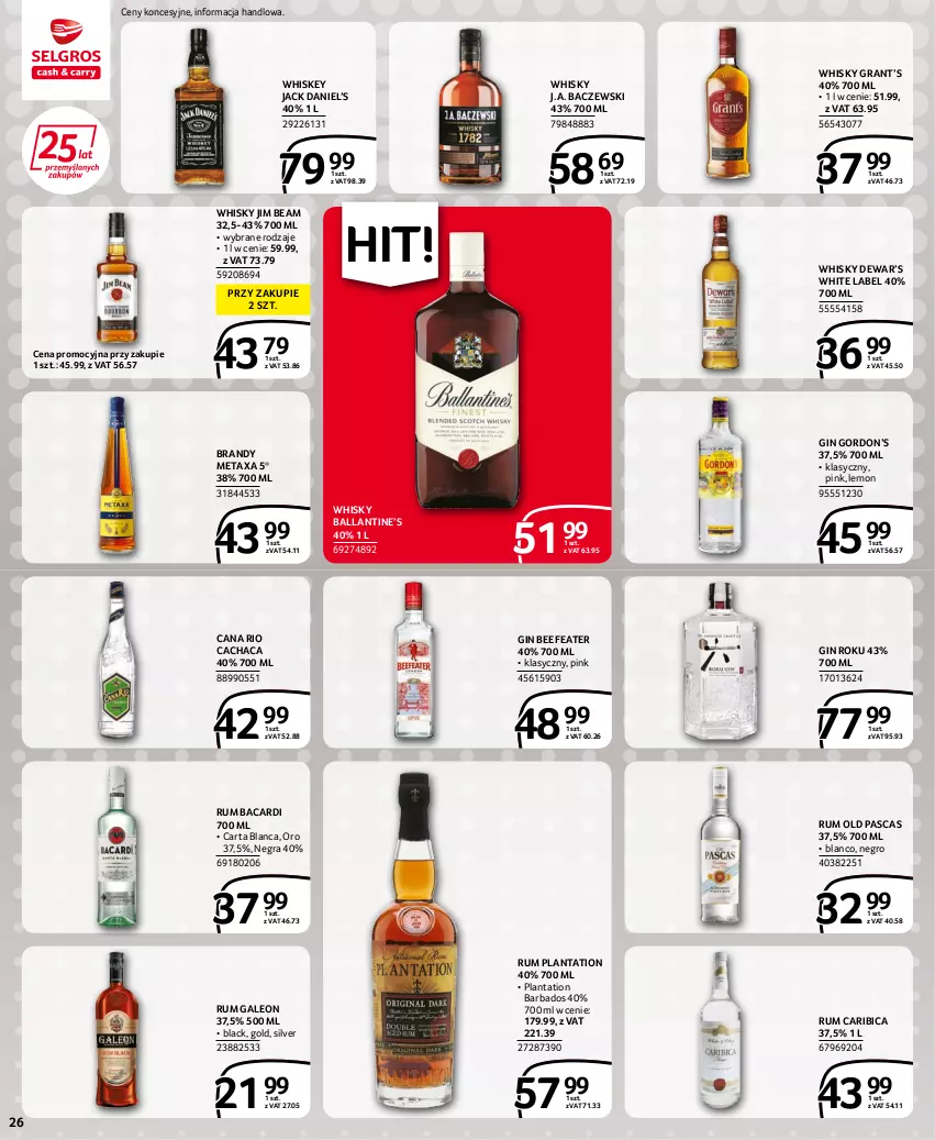 Gazetka promocyjna Selgros - Extra Oferta - ważna 30.06 do 13.07.2022 - strona 26 - produkty: Bacardi, BIC, Brandy, Gin, Gra, Jim Beam, Lack, Leon, Metaxa, Plantation, Rum, Whiskey, Whisky