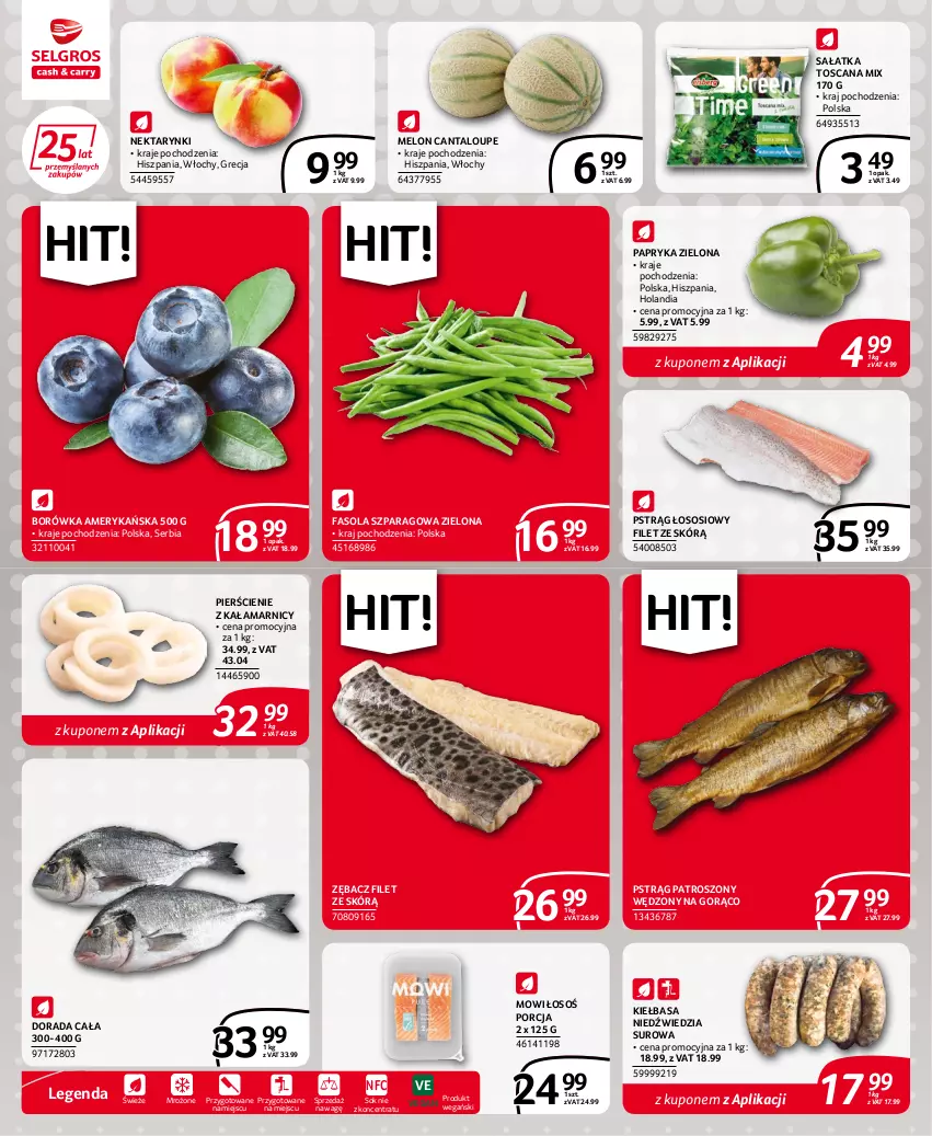 Gazetka promocyjna Selgros - Extra Oferta - ważna 30.06 do 13.07.2022 - strona 6 - produkty: Borówka, Borówka amerykańska, Fa, Fasola, Fasola szparagowa, Kiełbasa, Melon, Nektar, Papryka, Por, Pstrąg, Pstrąg łososiowy, Sałat, Sałatka, Ser, Sok, Sos