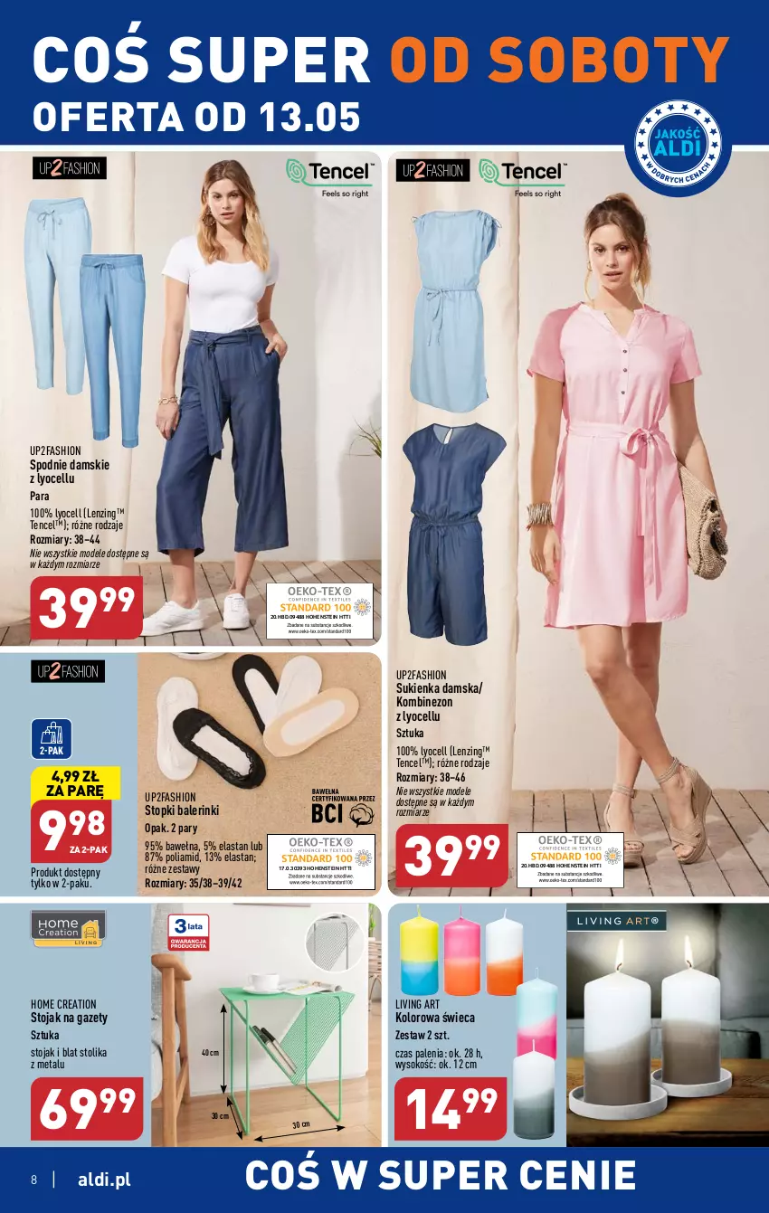 Gazetka promocyjna Aldi - ALDI ma to COŚ - ważna 10.05 do 13.05.2023 - strona 8 - produkty: Fa, Kombinezon, Sok, Spodnie, Stojak, Stolik, Sukienka, Top, Wełna