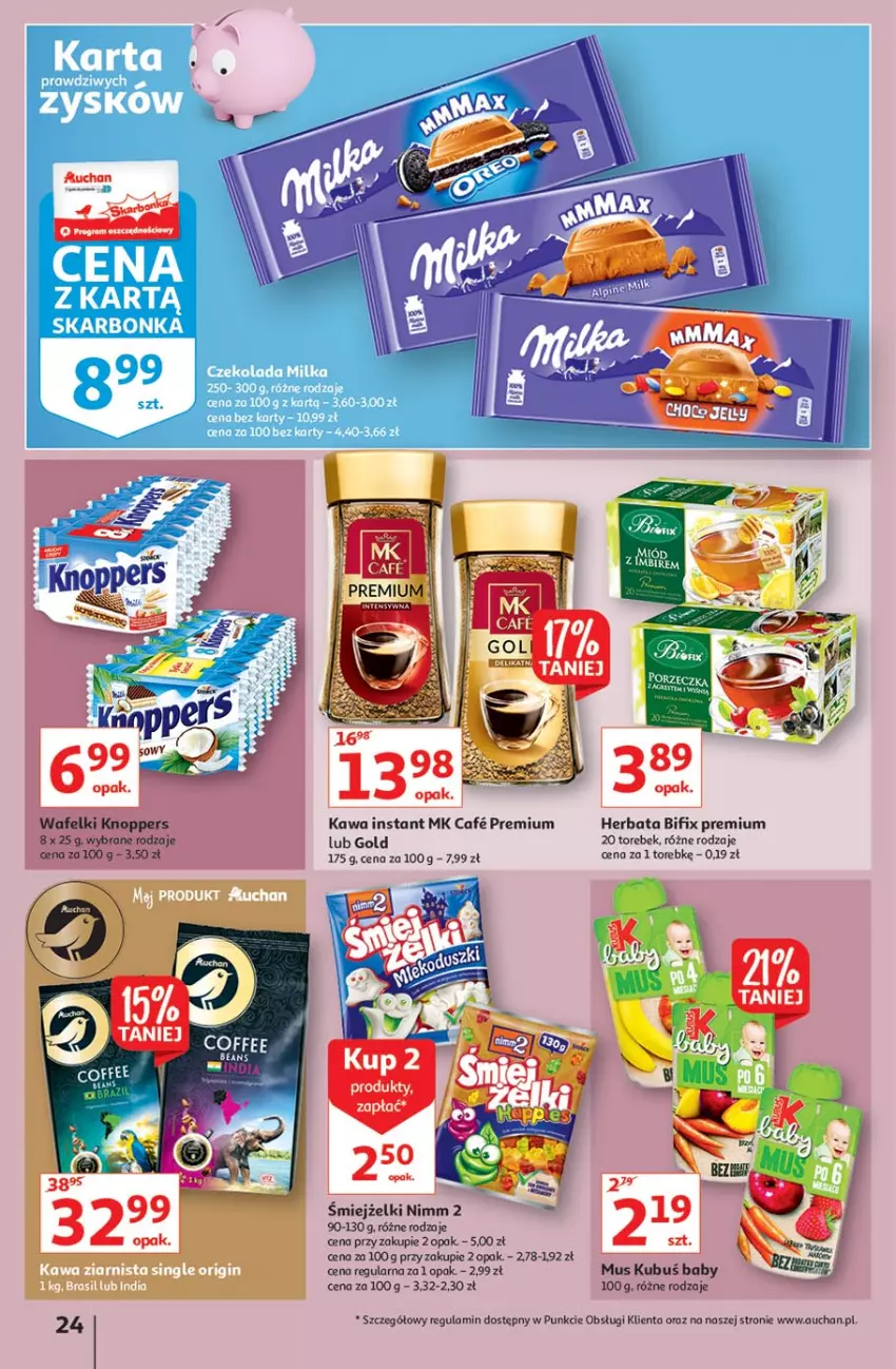 Gazetka promocyjna Auchan - Hiper Kibicowanie Hipermarkety - ważna 10.06 do 16.06.2021 - strona 24 - produkty: Herbata, Kawa, Kubuś, Mus