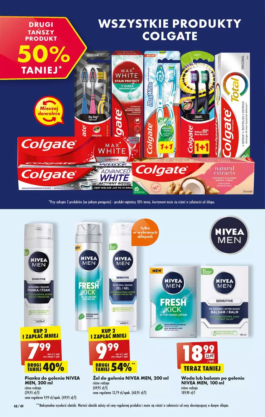 Gazetka promocyjna Biedronka - W tym tygodniu PN - ważna 23.05 do 28.05.2022 - strona 48 - produkty: Balsam po goleniu, Colgate, Gin, HP, Inka, LG, Nivea, Nivea Men, Pianka do golenia, Sok, Sos, Tera, Woda