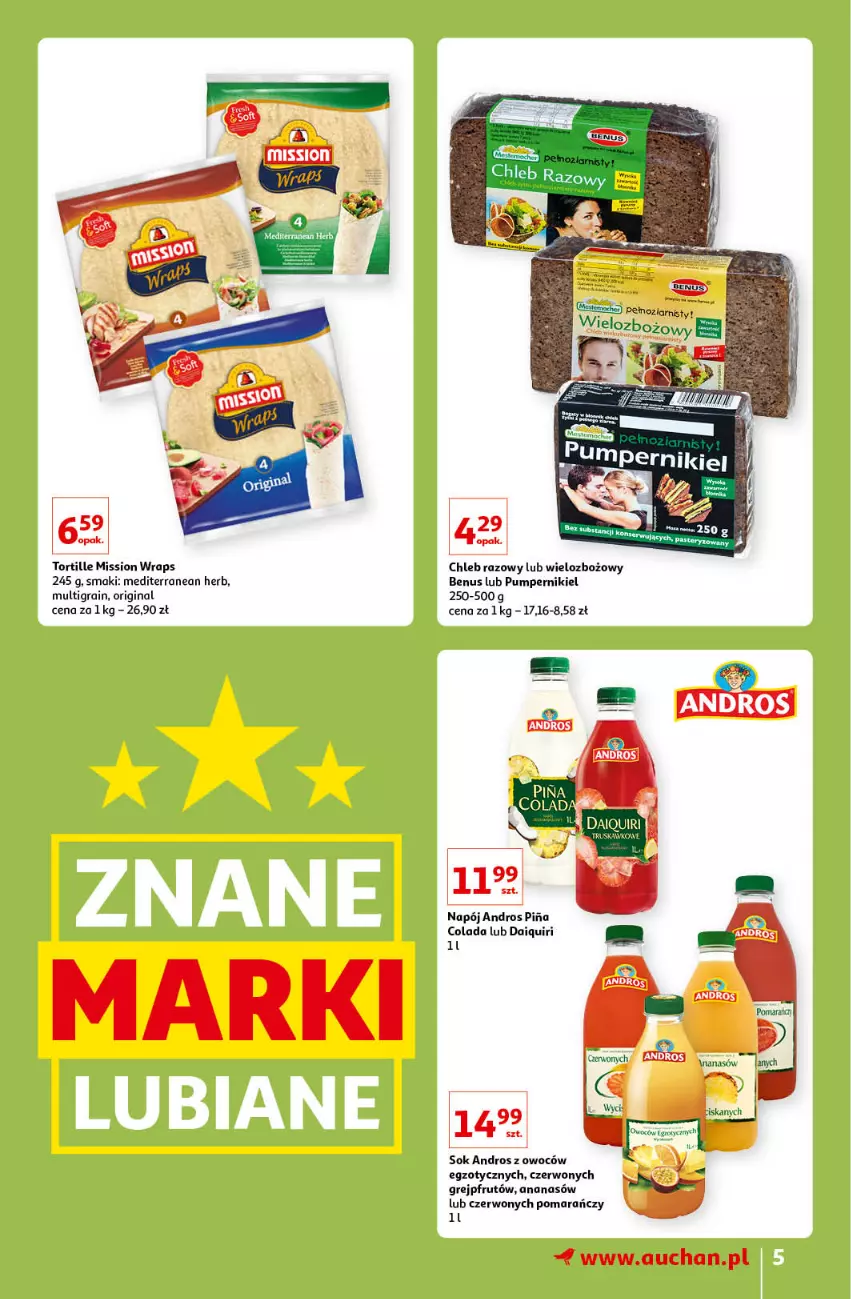 Gazetka promocyjna Auchan - Znane lubiane Marki Hipermarkety - ważna 31.03 do 06.04.2022 - strona 5 - produkty: Ananas, Chleb, Gin, Gra, Grejpfrut, Napój, Sok