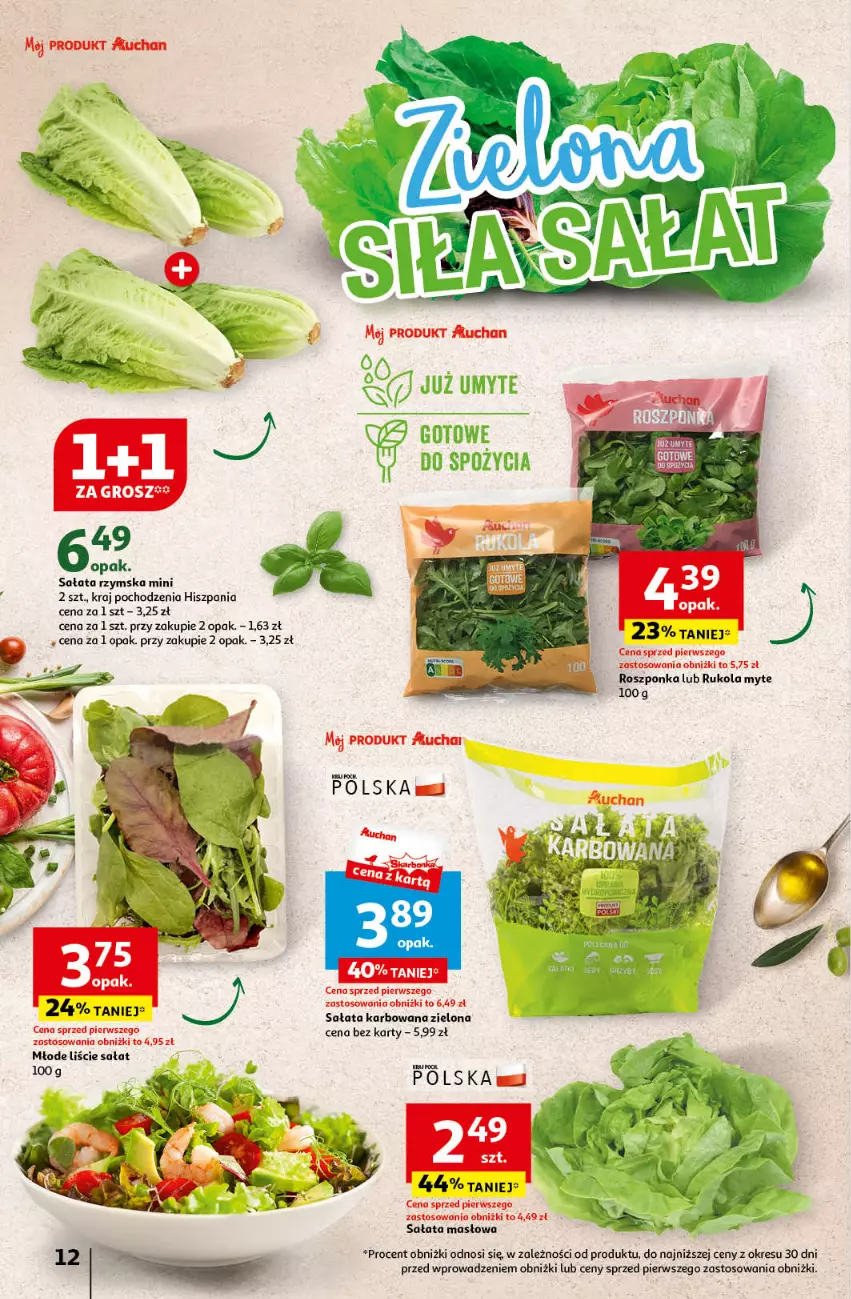 Gazetka promocyjna Auchan - Gazetka Koszyk Oszczędności Auchan Hipermarket Auchan - ważna 16.05 do 22.05.2024 - strona 12 - produkty: Masło, Roszponka, Rukola, Sałat, Sałata masłowa