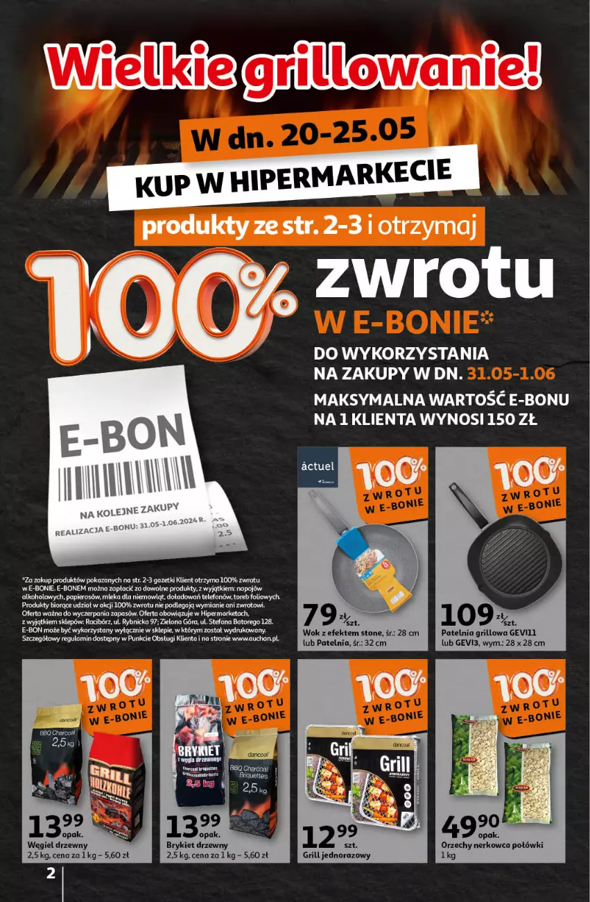 Gazetka promocyjna Auchan - Gazetka Koszyk Oszczędności Auchan Hipermarket Auchan - ważna 16.05 do 22.05.2024 - strona 2 - produkty: Brykiet drzewny, Fa, Grill, Olej, Papier, Patelnia, Patelnia grillowa, Telefon, Węgiel drzewny