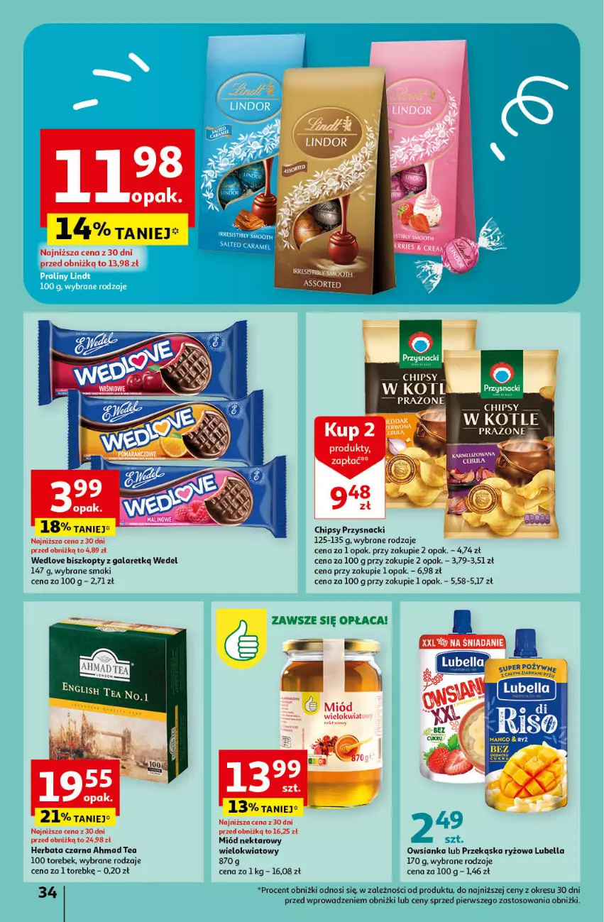 Gazetka promocyjna Auchan - Gazetka Koszyk Oszczędności Auchan Hipermarket Auchan - ważna 16.05 do 22.05.2024 - strona 34 - produkty: Bell, Bella, Biszkopty, Cebula, Chipsy, Gala, Herbata, Herbata czarna, Lubella, Miód, Nektar, Owsianka, Przysnacki, Ryż