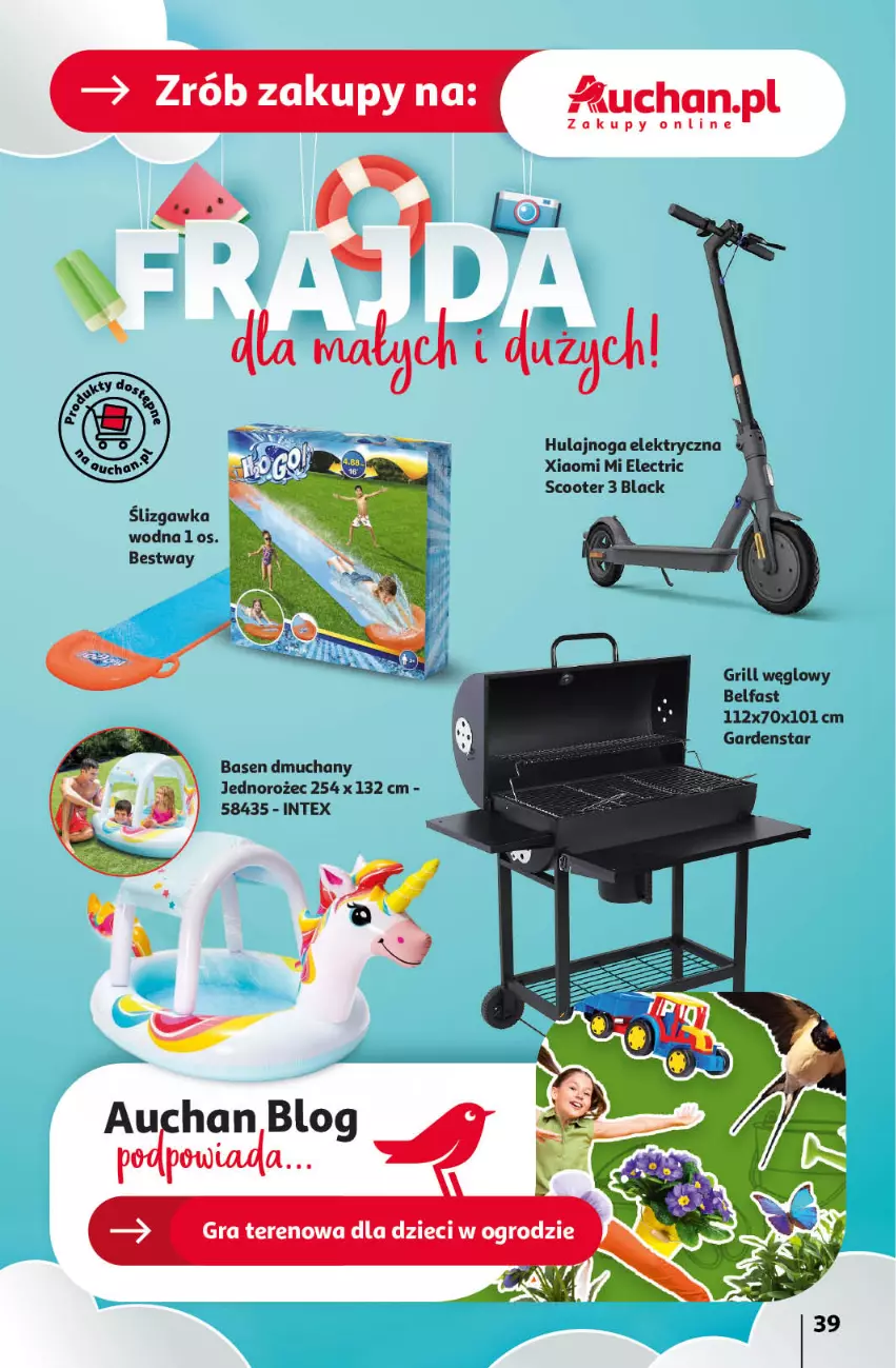 Gazetka promocyjna Auchan - Gazetka Koszyk Oszczędności Auchan Hipermarket Auchan - ważna 16.05 do 22.05.2024 - strona 39 - produkty: Fa, Grill, Hulajnoga, Hulajnoga elektryczna, Jednorożec, Lack