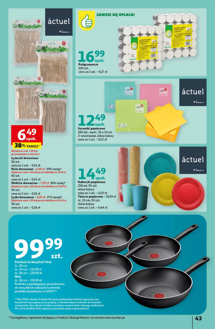 Gazetka promocyjna Auchan - Gazetka Koszyk Oszczędności Auchan Hipermarket Auchan - ważna 16.05 do 22.05.2024 - strona 43 - produkty: Noż, Papier, Podgrzewacze, Ser, Serwetki, Serwetki papierowe, Talerz