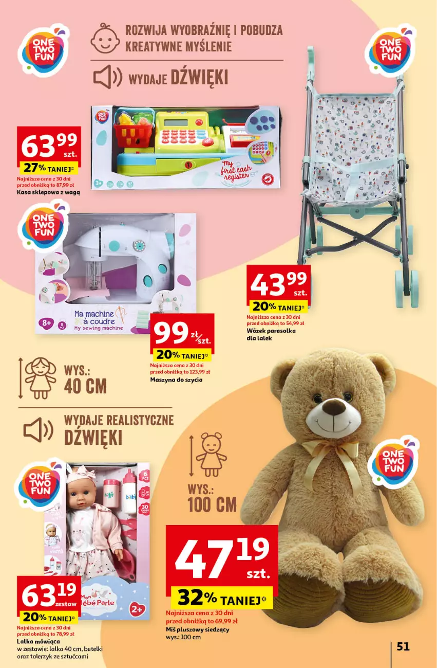 Gazetka promocyjna Auchan - Gazetka Koszyk Oszczędności Auchan Hipermarket Auchan - ważna 16.05 do 22.05.2024 - strona 51 - produkty: Lalka, Parasol, Szyna, Talerz, Talerzyk, Wózek