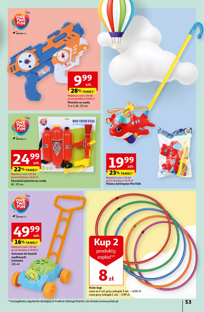 Gazetka promocyjna Auchan - Gazetka Koszyk Oszczędności Auchan Hipermarket Auchan - ważna 16.05 do 22.05.2024 - strona 53 - produkty: Helikopter, Kosiarka, Pistolet