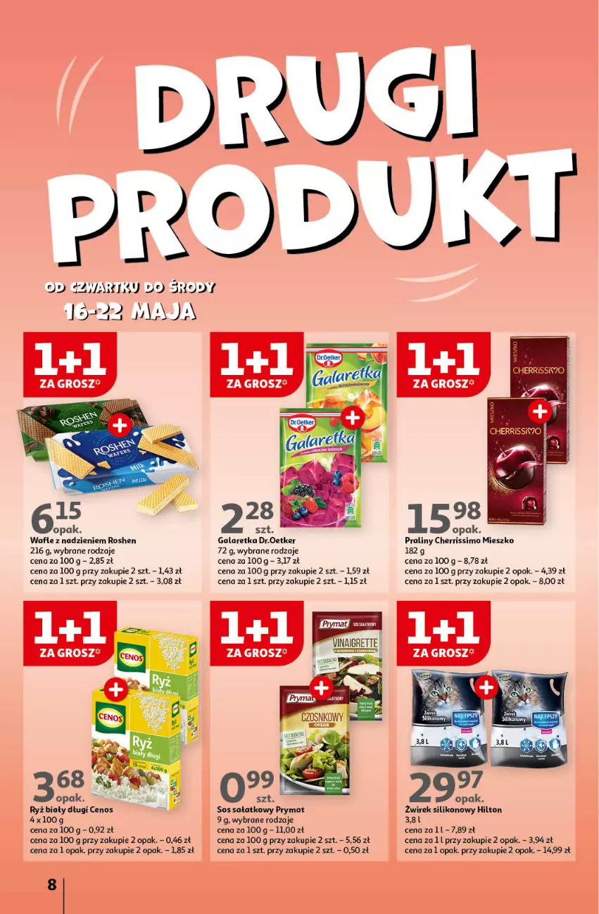 Gazetka promocyjna Auchan - Gazetka Koszyk Oszczędności Auchan Hipermarket Auchan - ważna 16.05 do 22.05.2024 - strona 8 - produkty: Cenos, Gala, Galaretka, Praliny, Prymat, Ryż, Ryż biały, Sałat, Sos