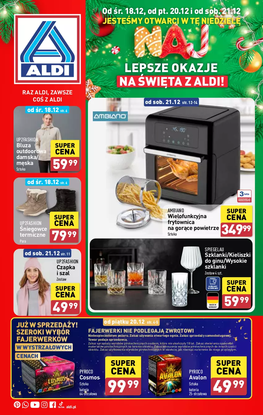 Gazetka promocyjna Aldi - Artykuły przemysłowe i tekstylia - ważna 18.12 do 20.12.2024 - strona 1 - produkty: Bateria, Bluza, Czapka, Fa, Gin, Lanki, Piec, Sok, Szal