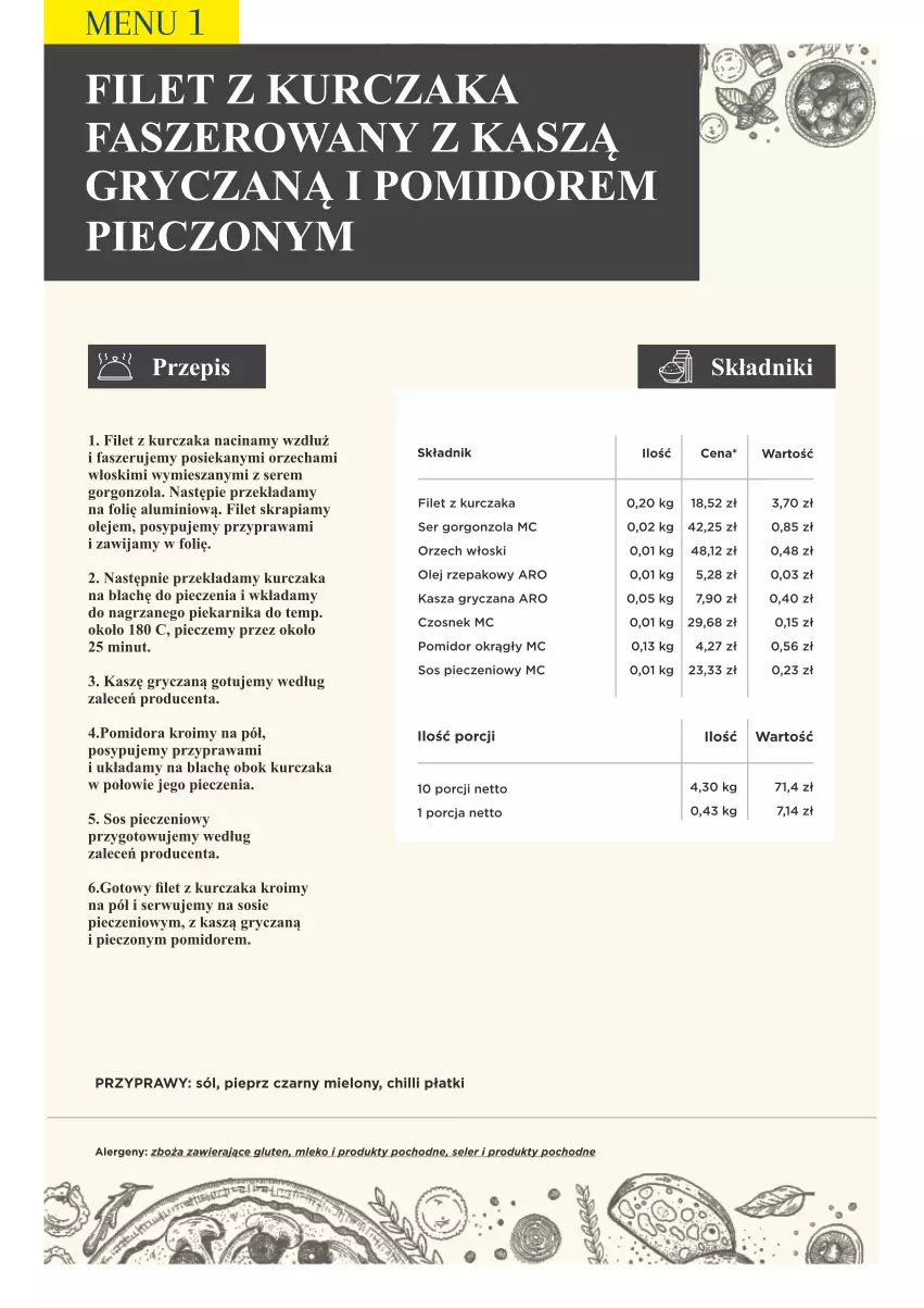 Gazetka promocyjna Makro - [Oferta specjalna] PrzyGOTUJ apetyczne menu! - ważna 01.03 do 31.03.2022 - strona 14 - produkty: Fa, Gorgonzola, Gry, Kasza, Kasza gryczana, Kurczak, Mleko, Olej, Olej rzepakowy, Piec, Piekarnik, Pieprz, Por, Przyprawy, Ser, Sól, Sos, Sos pieczeniowy