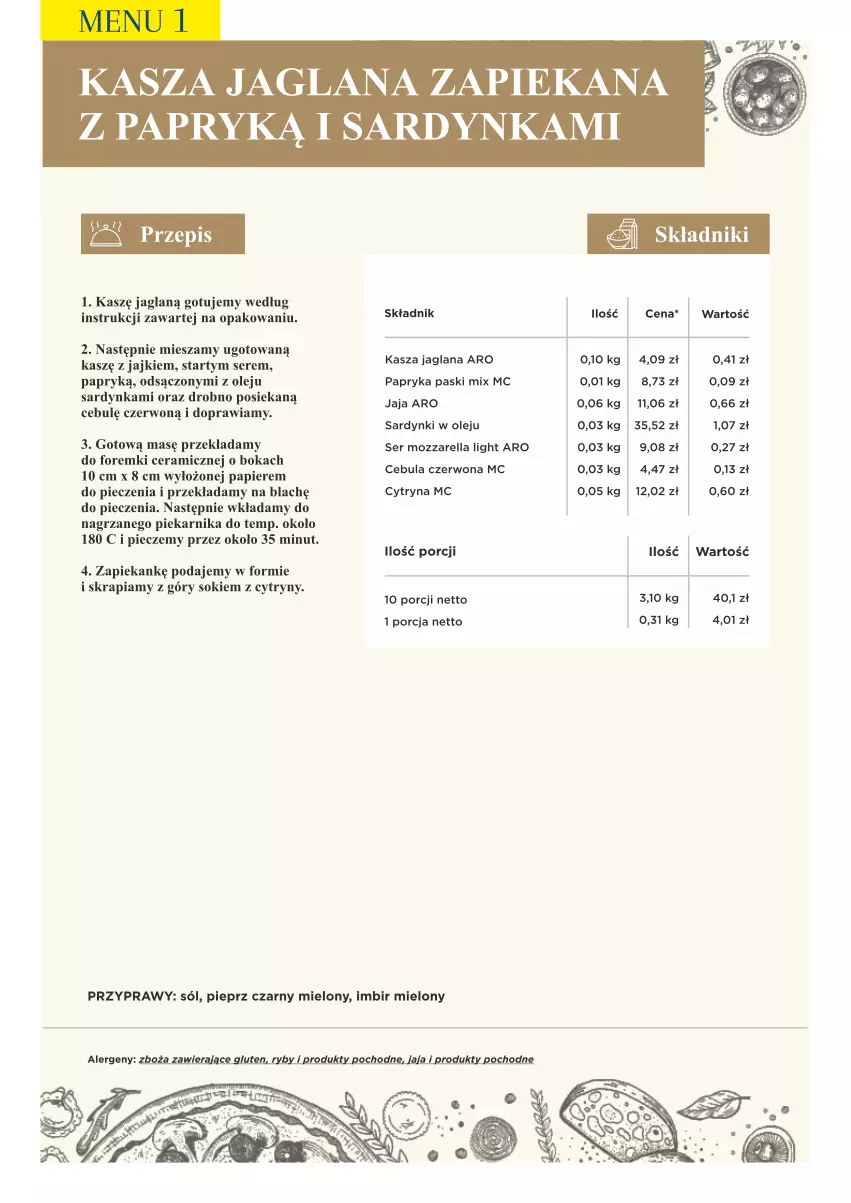 Gazetka promocyjna Makro - [Oferta specjalna] PrzyGOTUJ apetyczne menu! - ważna 01.03 do 31.03.2022 - strona 19 - produkty: Cebula, Cebula czerwona, Cytryny, Foremki, Imbir, Jaja, Kasza, Kasza jaglana, LANA, Mozzarella, Olej, Papier, Papryka, Piec, Piekarnik, Pieprz, Por, Przyprawy, Sardynki, Ser, Sok, Sól