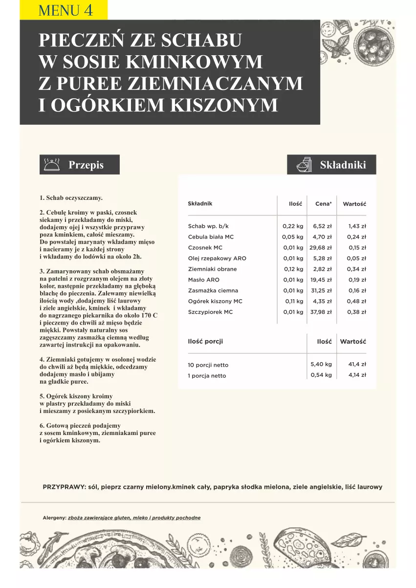 Gazetka promocyjna Makro - [Oferta specjalna] PrzyGOTUJ apetyczne menu! - ważna 01.03 do 31.03.2022 - strona 46 - produkty: Cebula, Cebula biała, Czosnek, Kminek, Kminek cały, Laur, Masło, Mięso, Mleko, Ogórek, Olej, Olej rzepakowy, Papryka, Papryka słodka, Piec, Piekarnik, Pieprz, Por, Przyprawy, Pur, Sól, Sos, Ziele angielskie, Ziemniaki