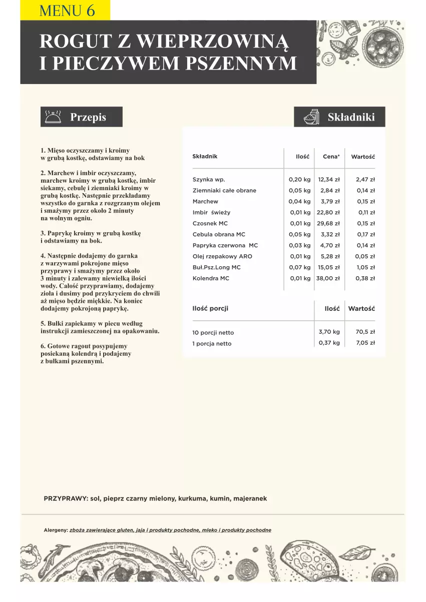 Gazetka promocyjna Makro - [Oferta specjalna] PrzyGOTUJ apetyczne menu! - ważna 01.03 do 31.03.2022 - strona 66 - produkty: Bułka, Cebula, Czosnek, Imbir, Jaja, Kolendra, Kurkuma, Mięso, Mleko, Nuty, Olej, Olej rzepakowy, Papryka, Papryka czerwona, Piec, Pieprz, Por, Przyprawy, Szynka, Warzywa, Ziemniaki