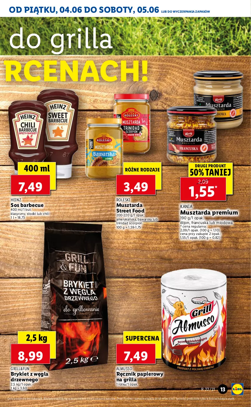 Gazetka promocyjna Lidl - GAZETKA - ważna 04.06 do 05.06.2021 - strona 13 - produkty: Grill, Heinz, Mus, Musztarda, Papier, Ręcznik, Sos