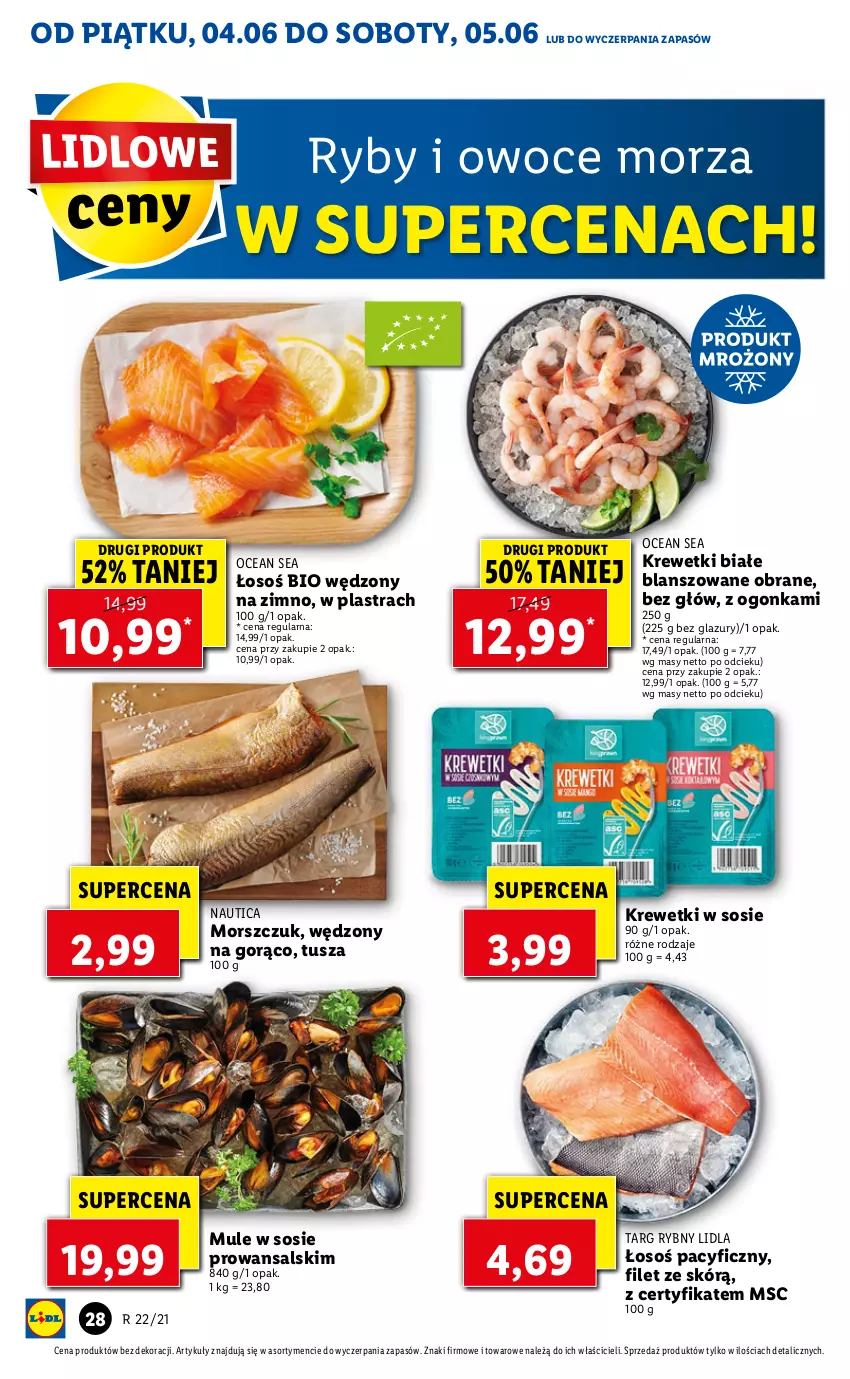 Gazetka promocyjna Lidl - GAZETKA - ważna 04.06 do 05.06.2021 - strona 28 - produkty: Krewetki, Lazur, Mule, Owoce, Owoce morza, Ryby i owoce morza, Sos, Tusz