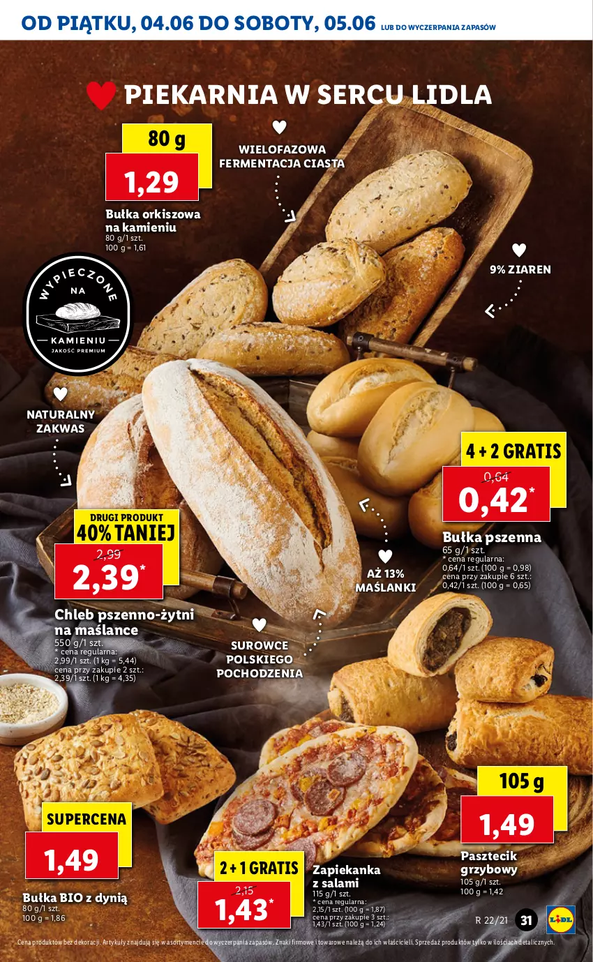 Gazetka promocyjna Lidl - GAZETKA - ważna 04.06 do 05.06.2021 - strona 31 - produkty: Bułka, Chleb, Dynią, Fa, Gra, Lanki, Salami, Ser, Zapiekanka