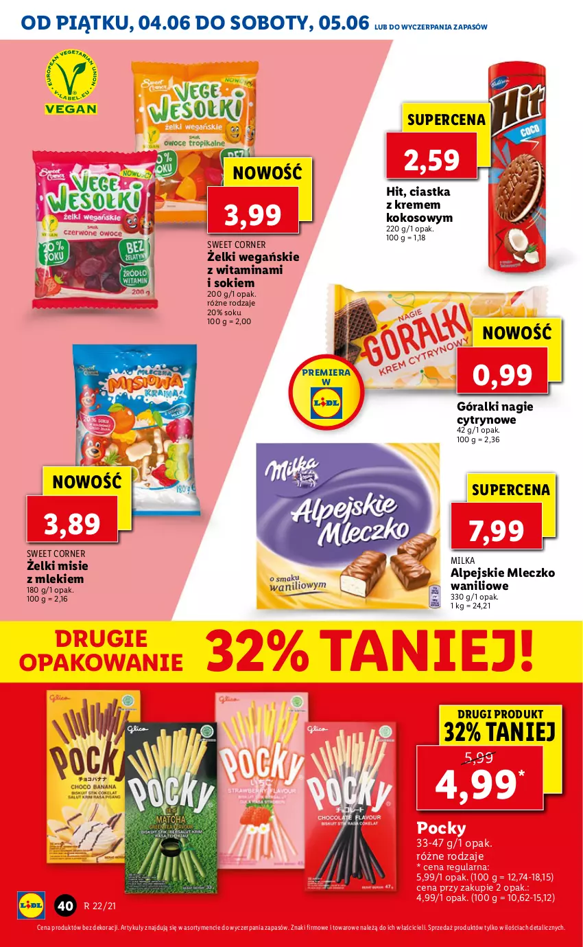 Gazetka promocyjna Lidl - GAZETKA - ważna 04.06 do 05.06.2021 - strona 40 - produkty: Ciastka, Góralki, Kokos, Milka, Mleczko, Sok