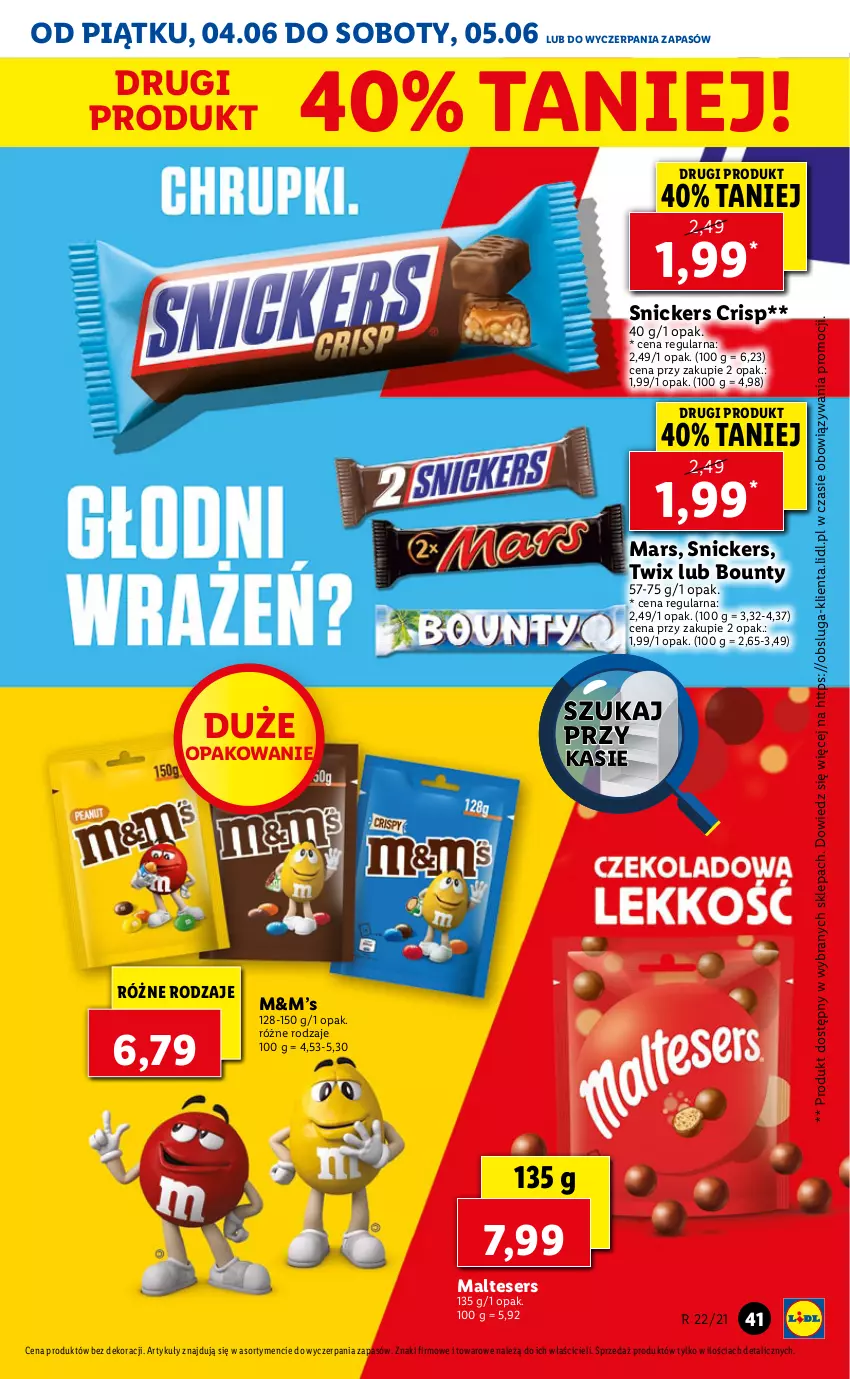 Gazetka promocyjna Lidl - GAZETKA - ważna 04.06 do 05.06.2021 - strona 41 - produkty: Bounty, Mars, Ser, Snickers, Twix