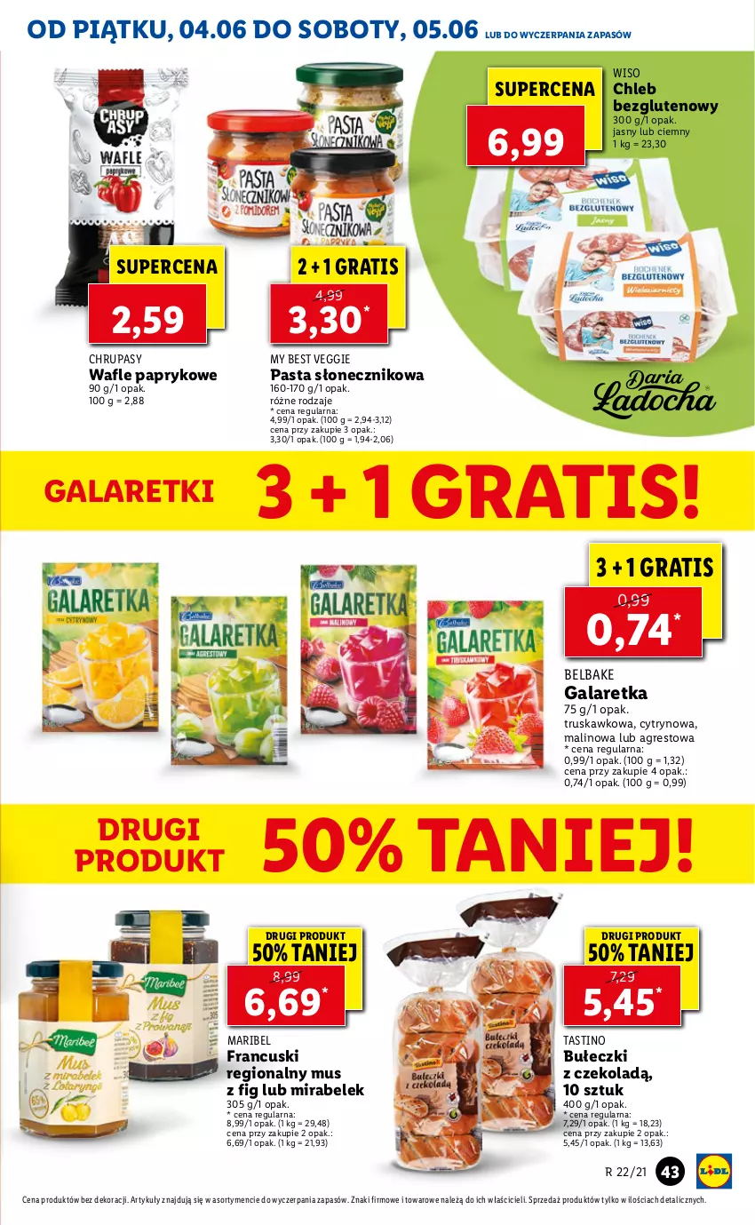 Gazetka promocyjna Lidl - GAZETKA - ważna 04.06 do 05.06.2021 - strona 43 - produkty: Bułeczki, Chleb, Chleb bezglutenowy, Gala, Galaretka, Galaretki, Gra, Gres, Mus