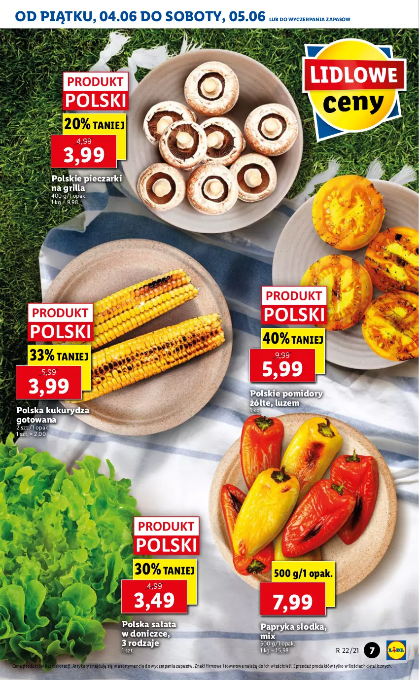 Gazetka promocyjna Lidl - GAZETKA - ważna 04.06 do 05.06.2021 - strona 7 - produkty: Grill, Kukurydza, Papryka, Papryka słodka, Piec, Pomidory, Sałat