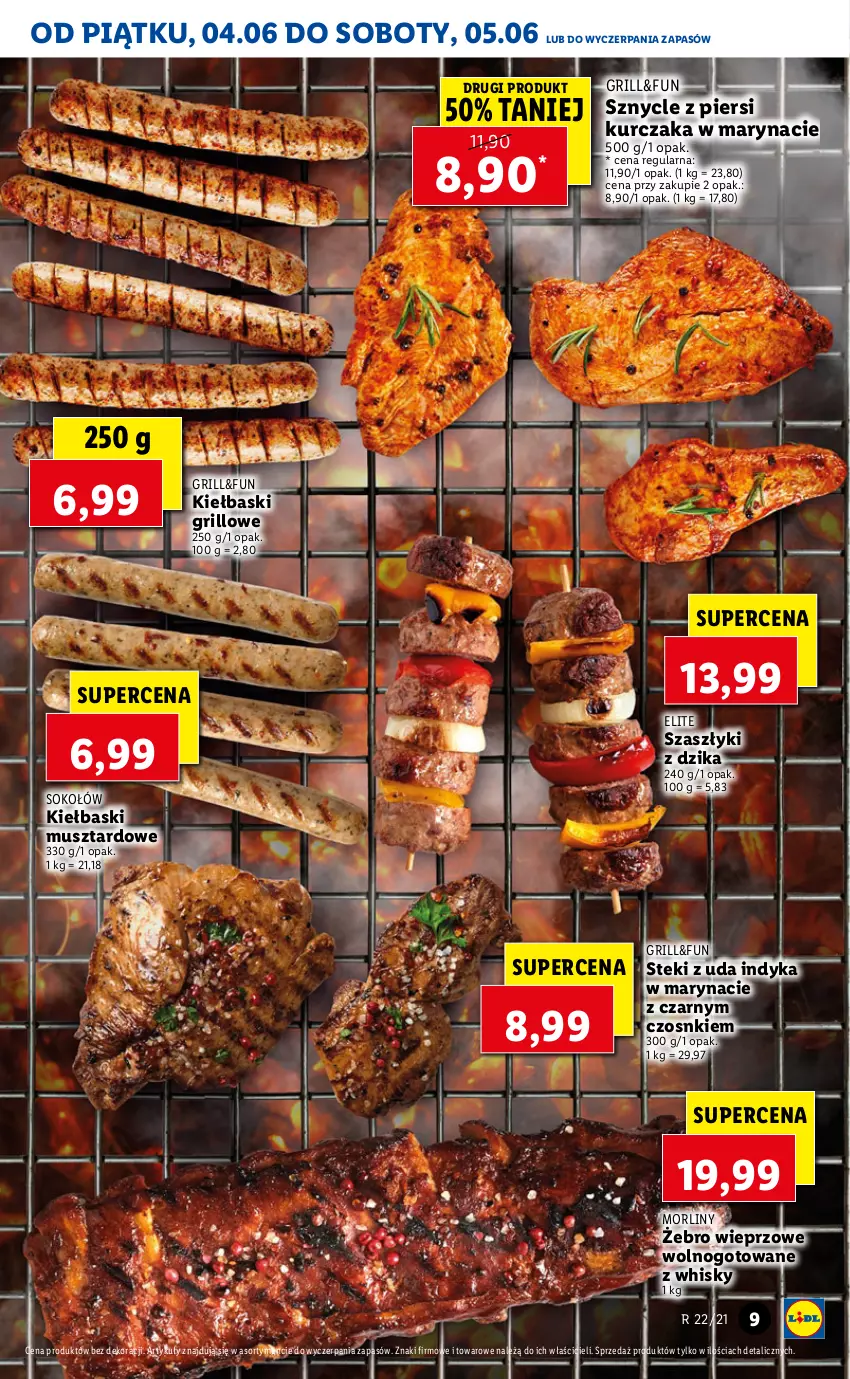 Gazetka promocyjna Lidl - GAZETKA - ważna 04.06 do 05.06.2021 - strona 9 - produkty: Grill, Kurczak, Morliny, Mus, Sok, Sokołów, Stek, Whisky